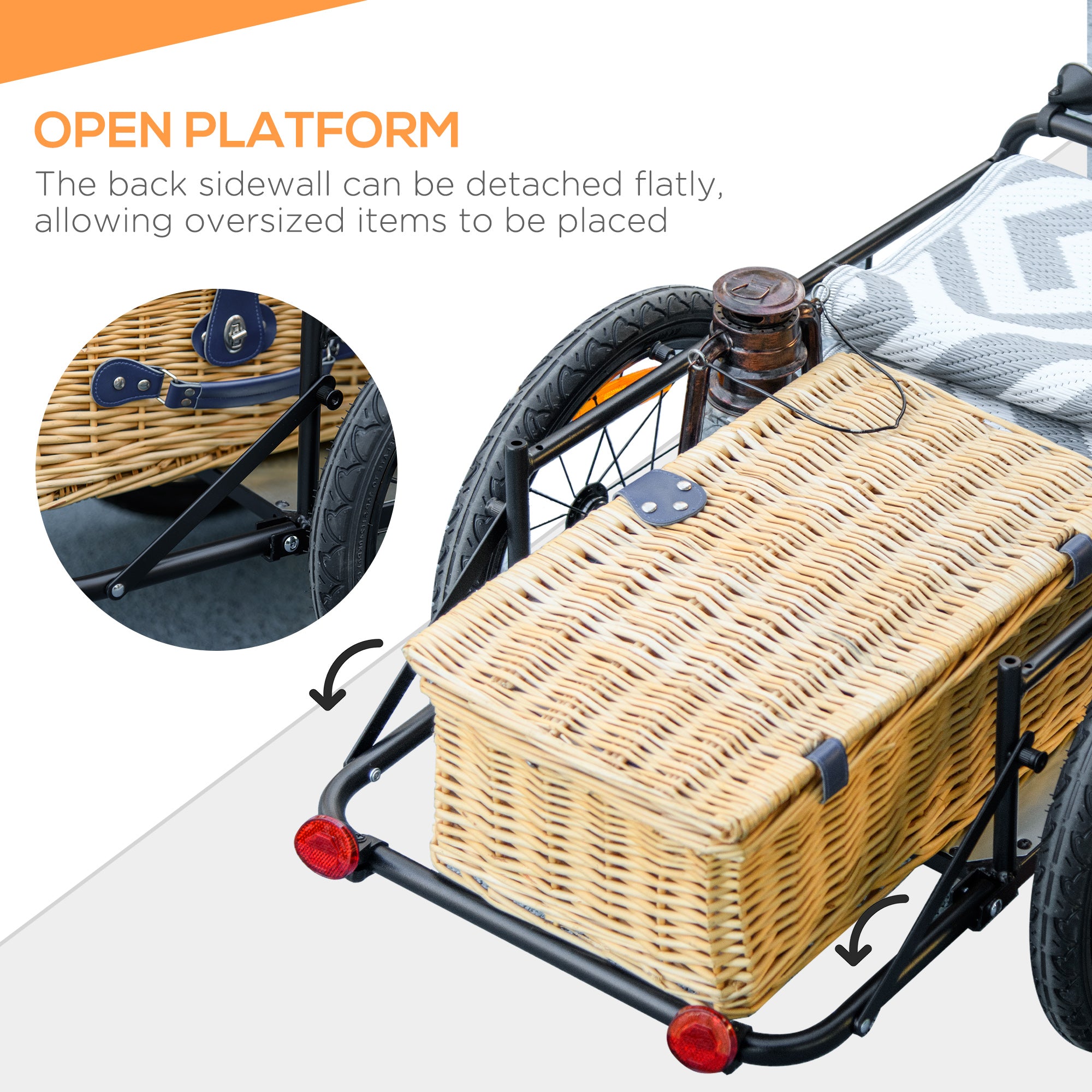 Trailer for Bike, Bicycle Cargo Trailer with Removable Storage Box, Galvanized Bottom