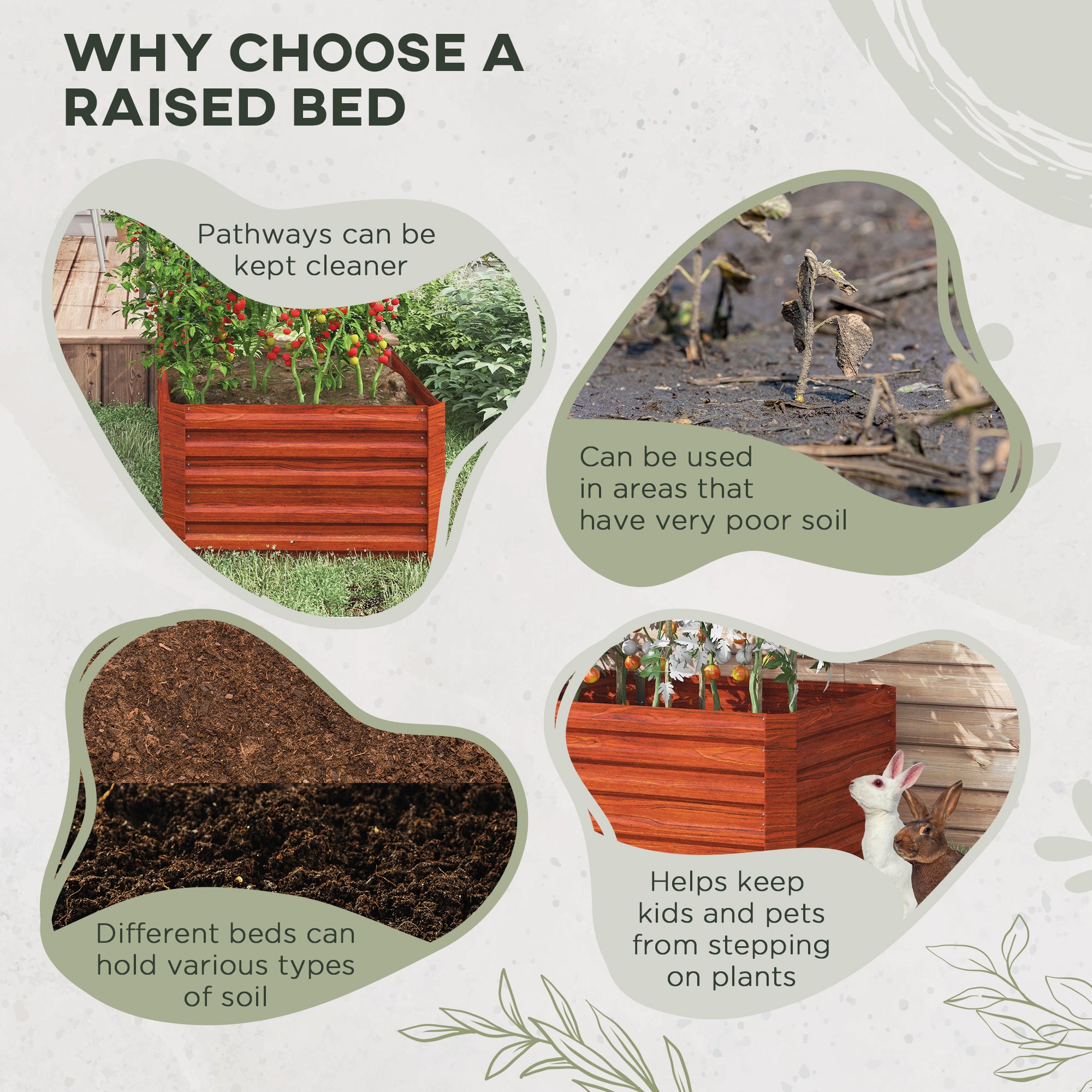 Galvanized Raised Garden Bed, Steel Outdoor Planters with Reinforced Rods, 71" x 36" x 23", Dark Brown - Dark Brown - Image 6