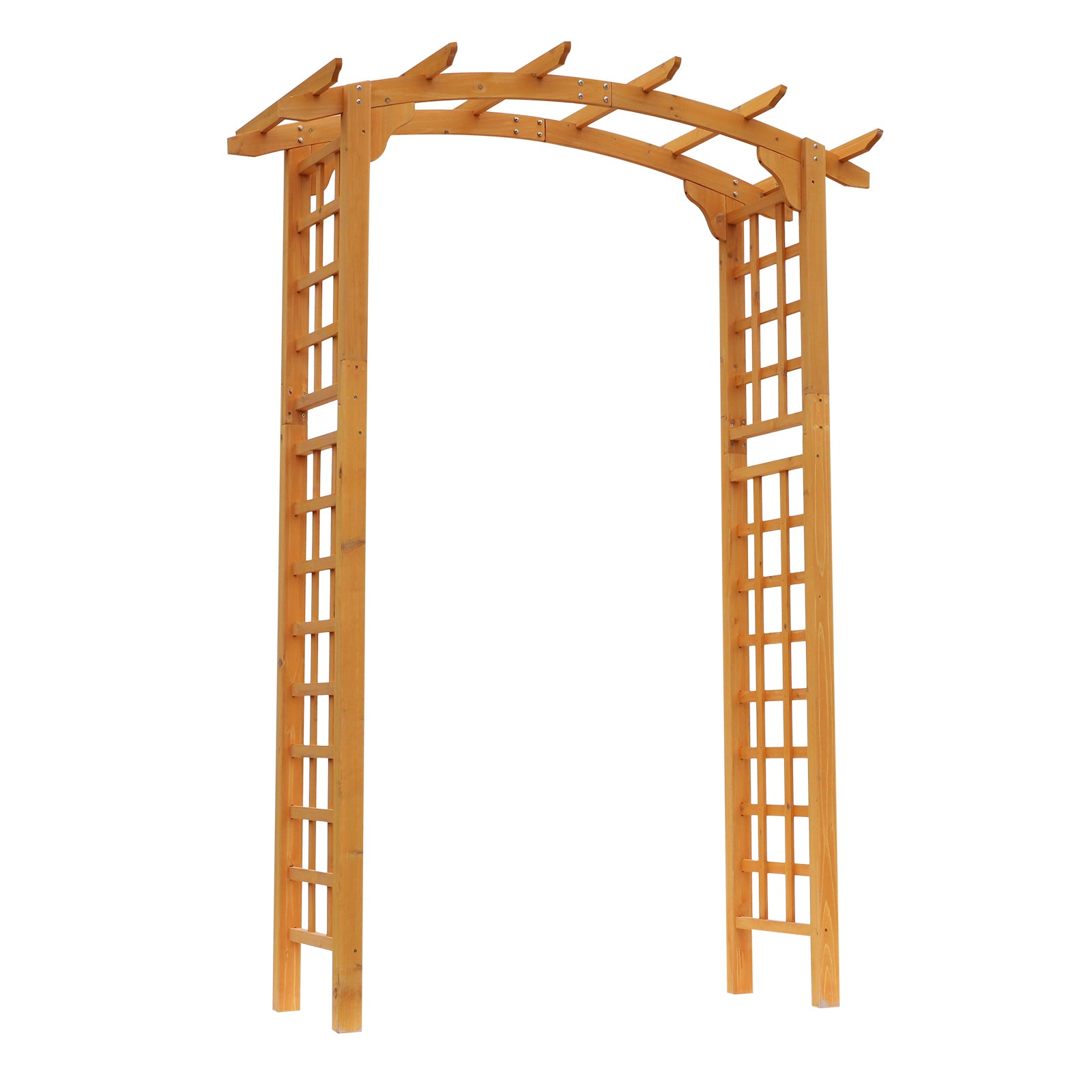 7.5' Fir Wood Round Outdoor Garden Pergola Style Arbor Arch Trellis - Wood