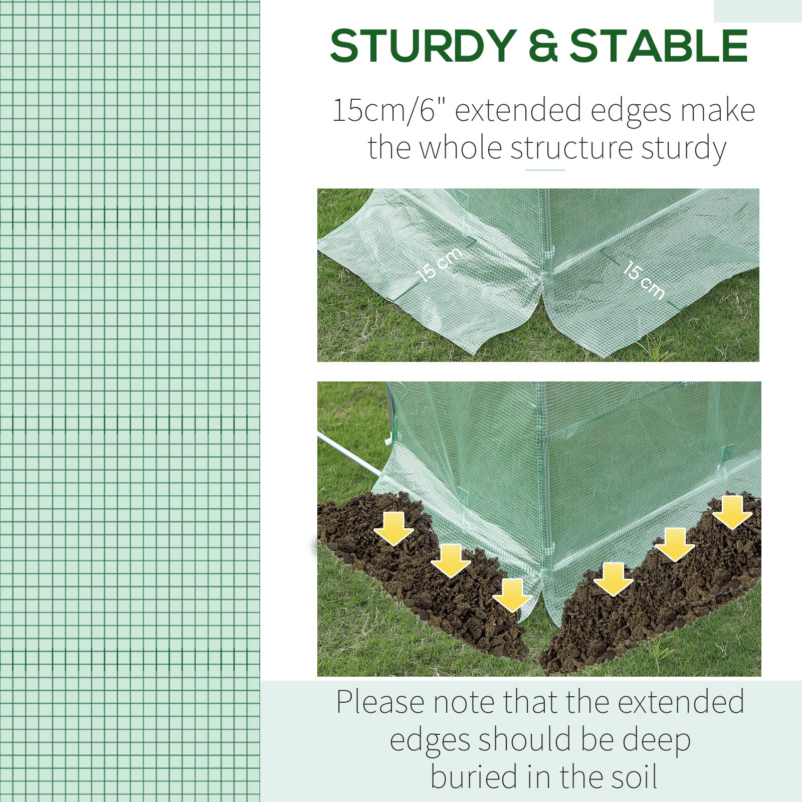 9.8' x 6.6' x 6.6' Plastic Greenhouse Cover Replacement, Heavy Duty Waterproof Tarp for Hoop House, Sheeting with 6 Windows, Door & Reinforcement Grid, Green - green - Image 6