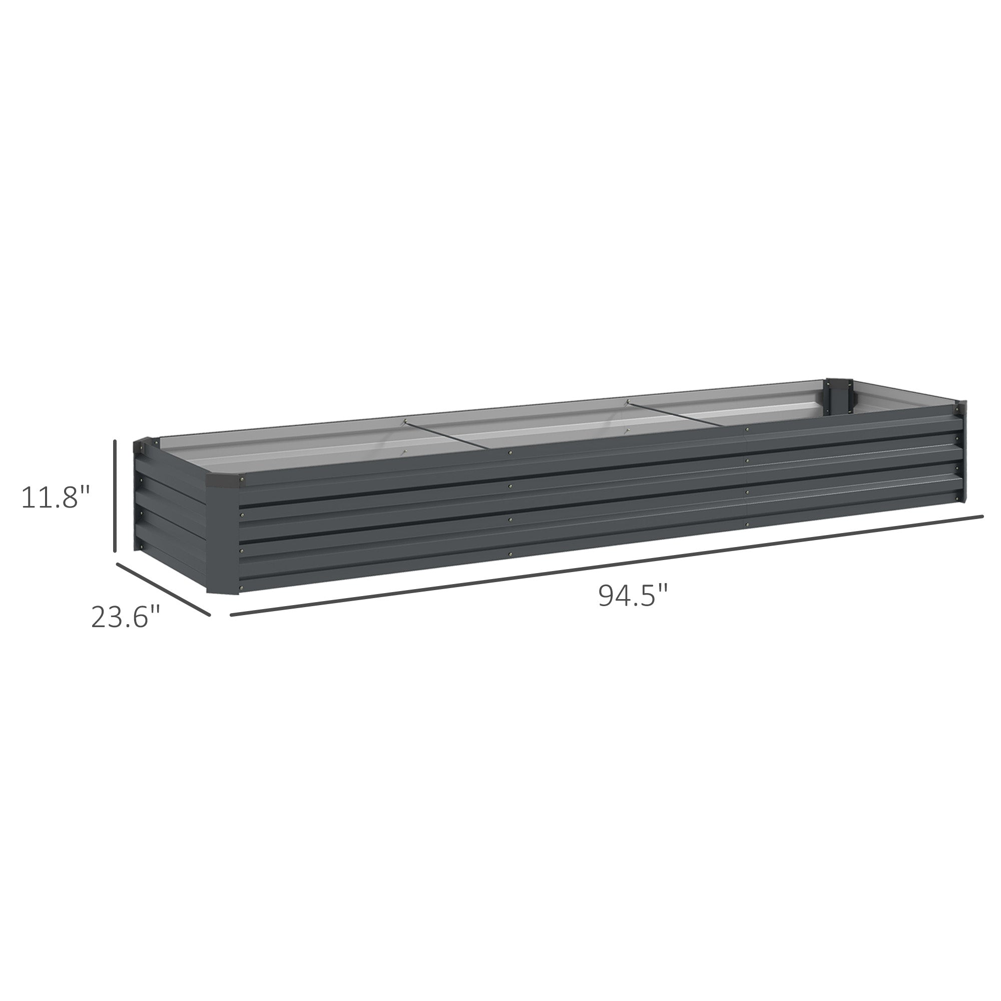 8x2x1ft Galvanized Raised Garden Bed Kit with Safety Edging for Flowers, Herbs and Vegetables, Dark Gray - Dark Gray - Image 3