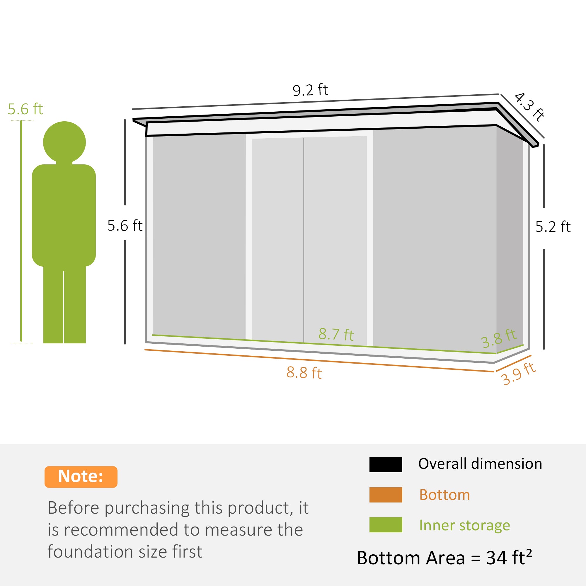 9' x 4' Metal Outdoor Storage Shed, Tool House with Double Lockable Doors for Backyard, Patio, Lawn, Garage, Dark Gray - Dark Gray - Image 3