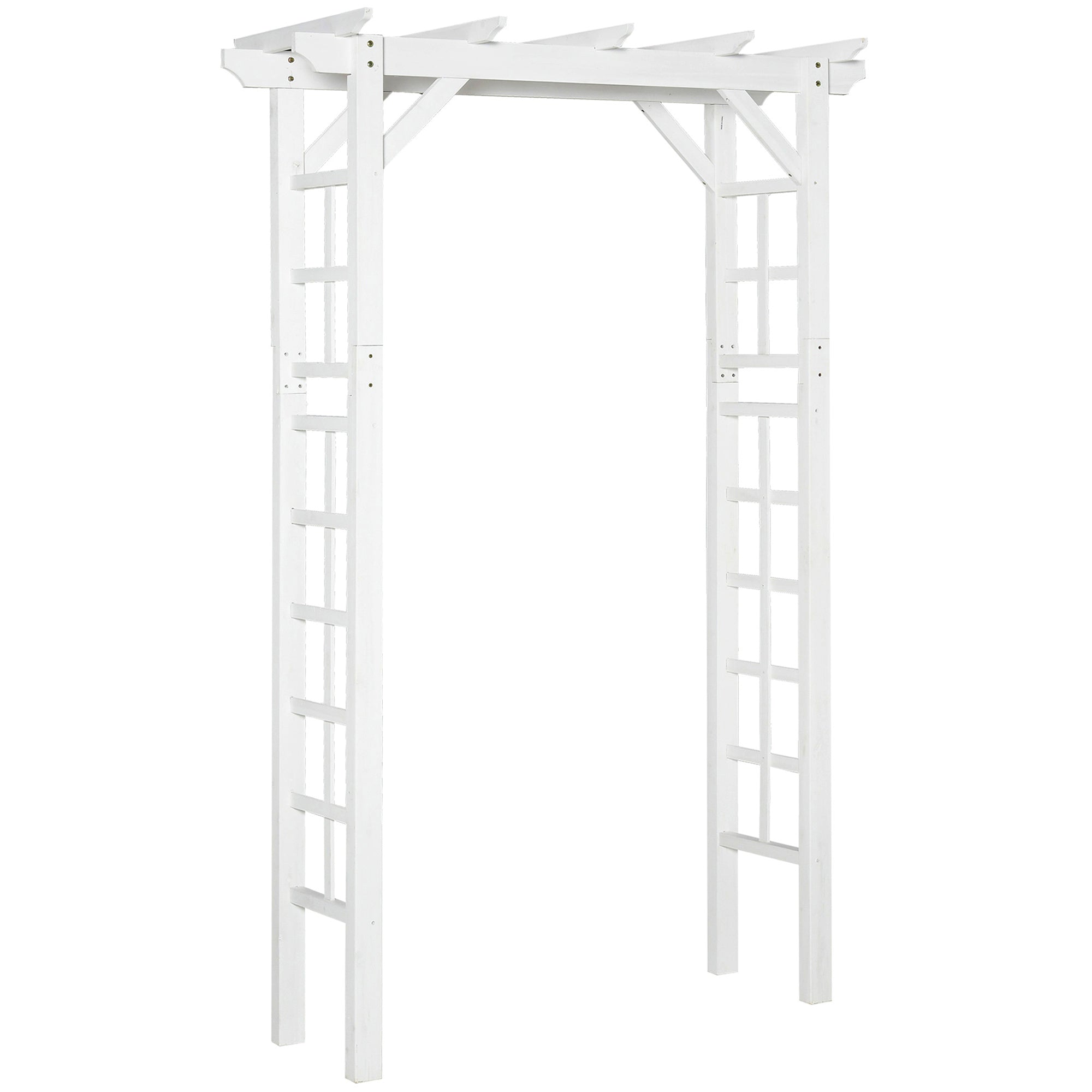 85" Wooden Garden Arbor for Wedding and Ceremony, Outdoor Garden Arch Trellis for Climbing Vines - White - White