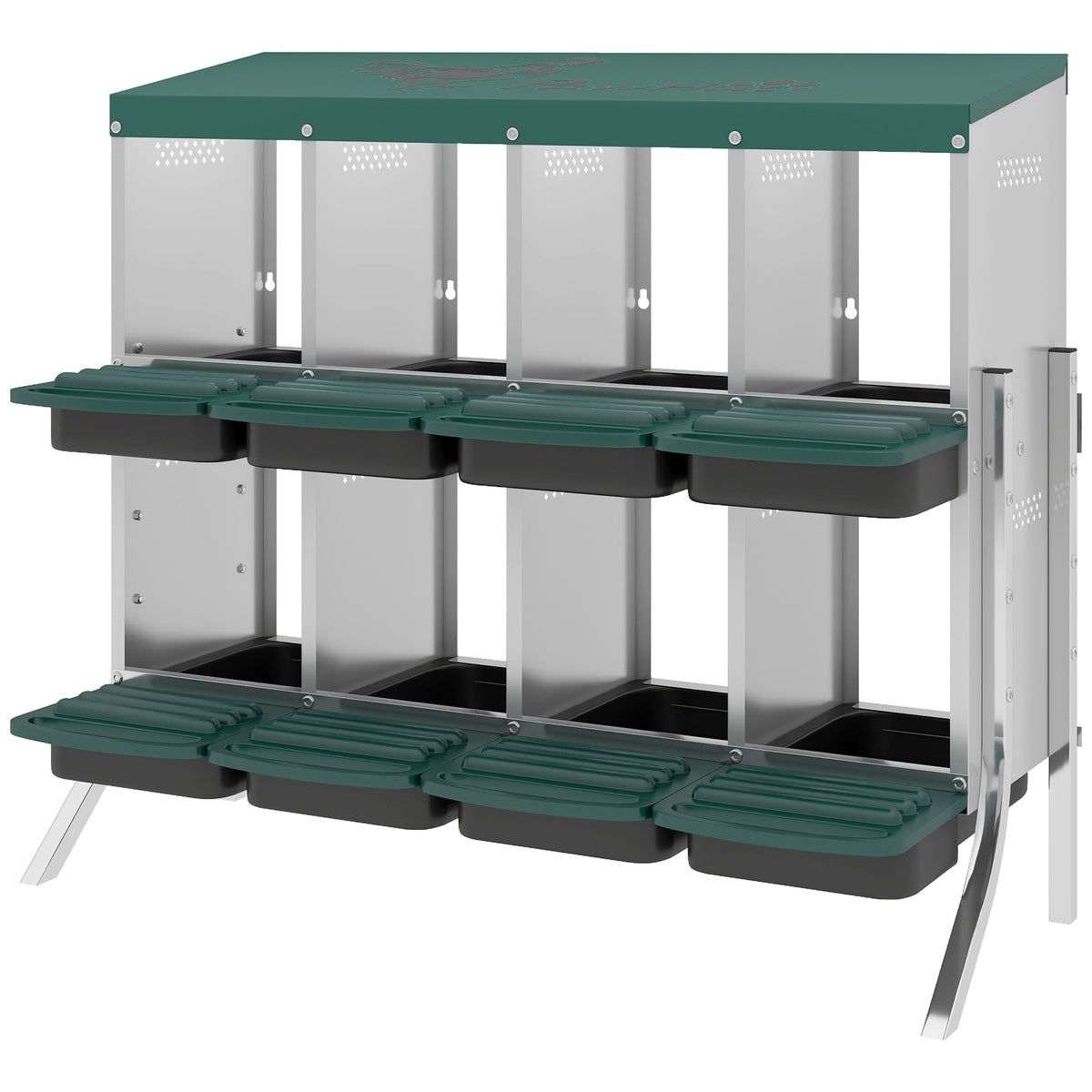 Chicken Nesting Boxes, 8 Compartment Metal Nesting Boxes for Chickens, Two-Tier Egg Laying Boxes with Vented Holes