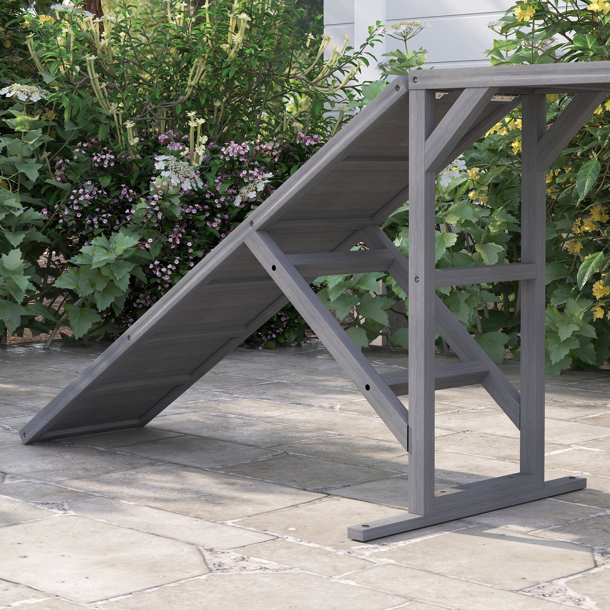 Dog Agility Equipment Ramp with Safety Bar, Non-slip Surface, for Walk and Pause Training, Gray - Gray - Image 8