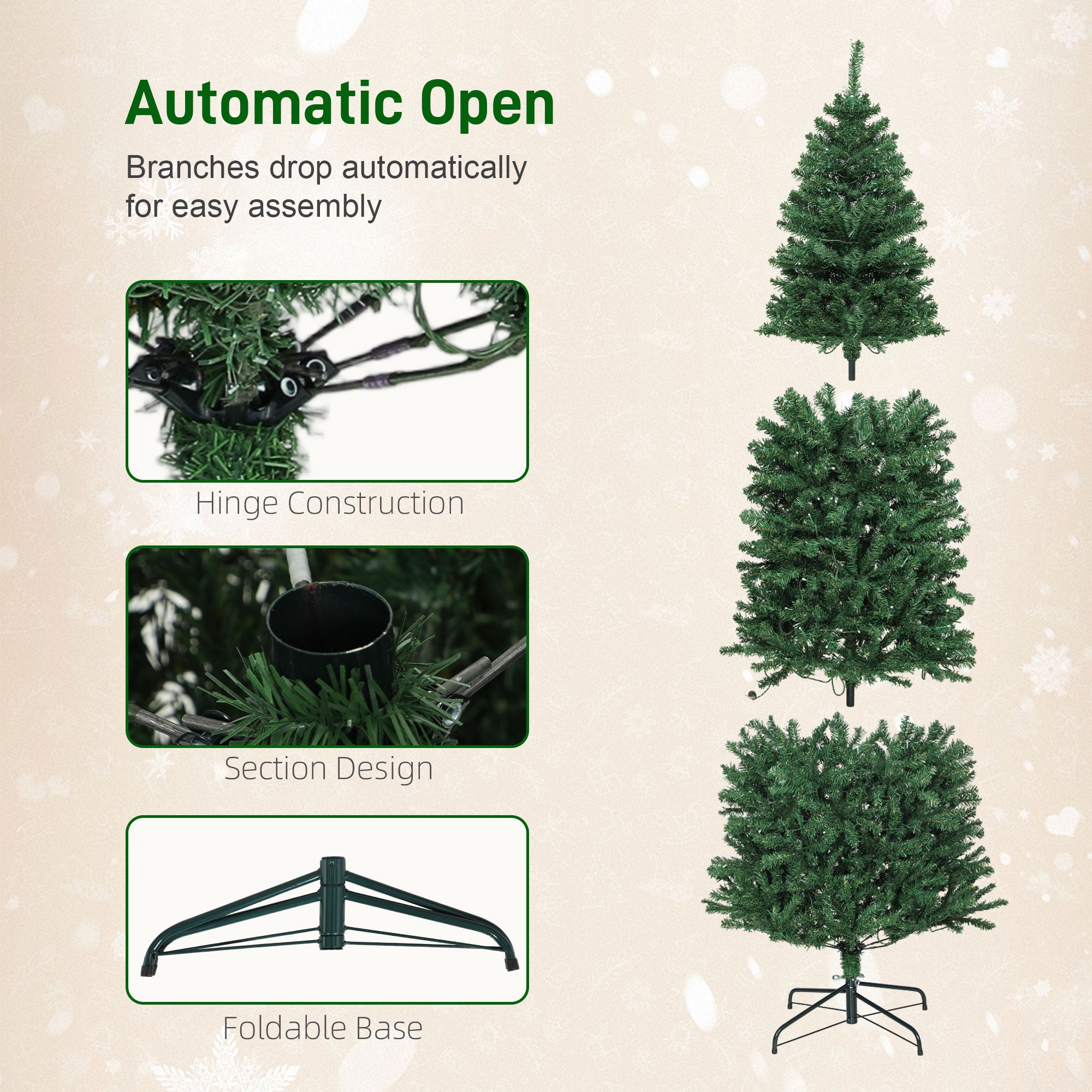 6ft Artificial Christmas Tree with Colorful DIY Synchronized Lights, Remote, Hinged Slim Fir with Daily Timer