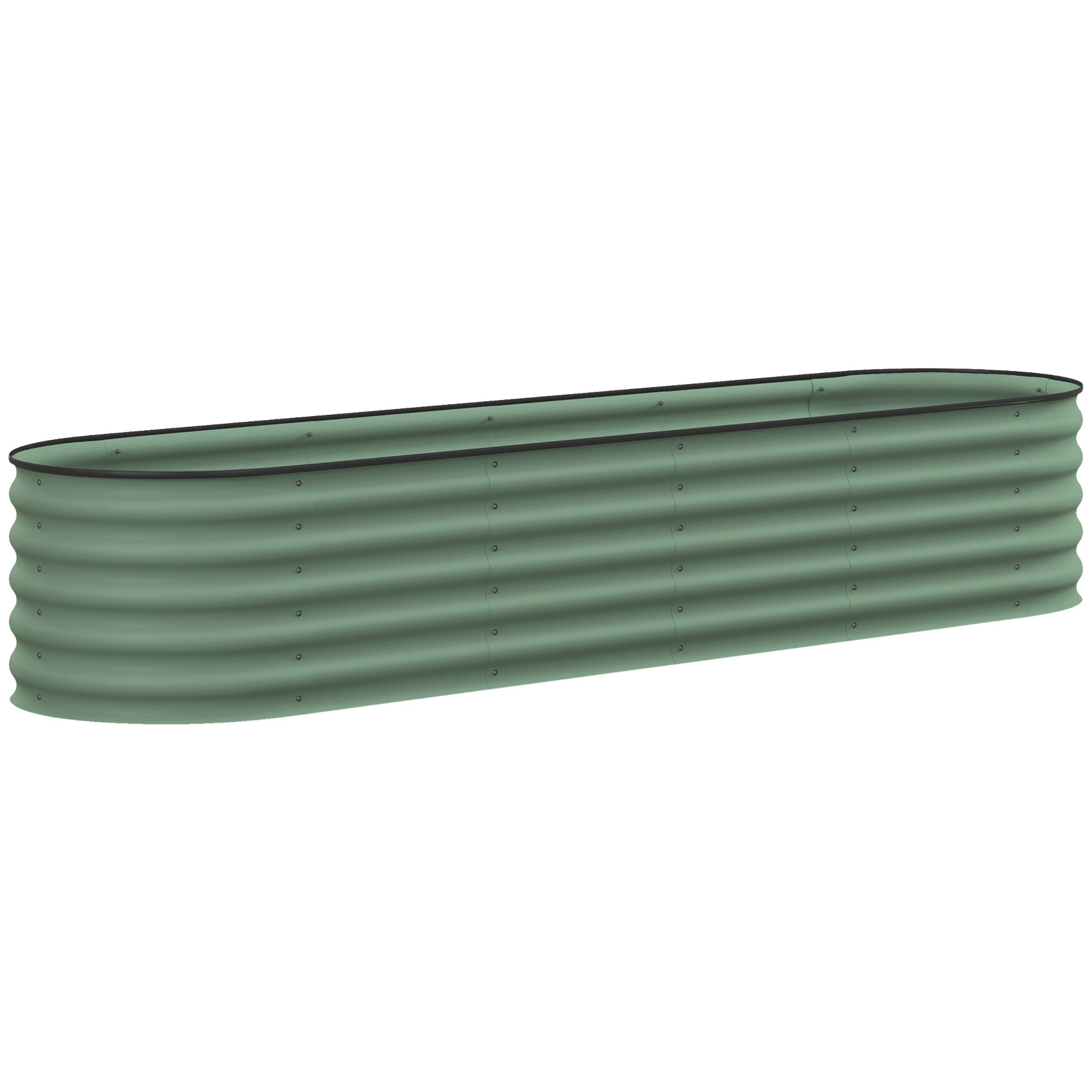 7.9' x 2' x 1.4' Galvanized Raised Garden Bed Kit, Metal Planter Box with Safety Edging, Green - Green