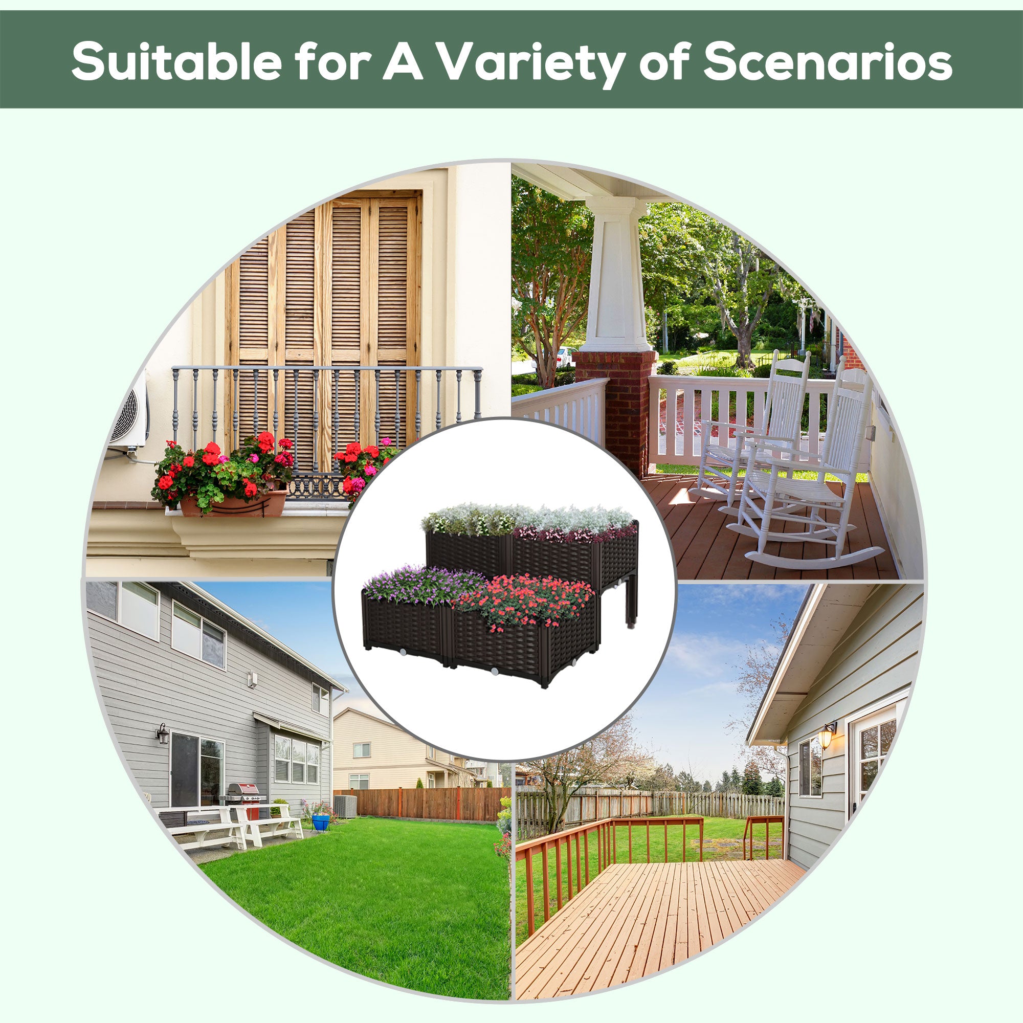 4 Piece Raised Garden Bed with Legs, Planter Box Raised Bed to Grow Flowers, Herbs & Vegetables, Brown - Brown - Image 5