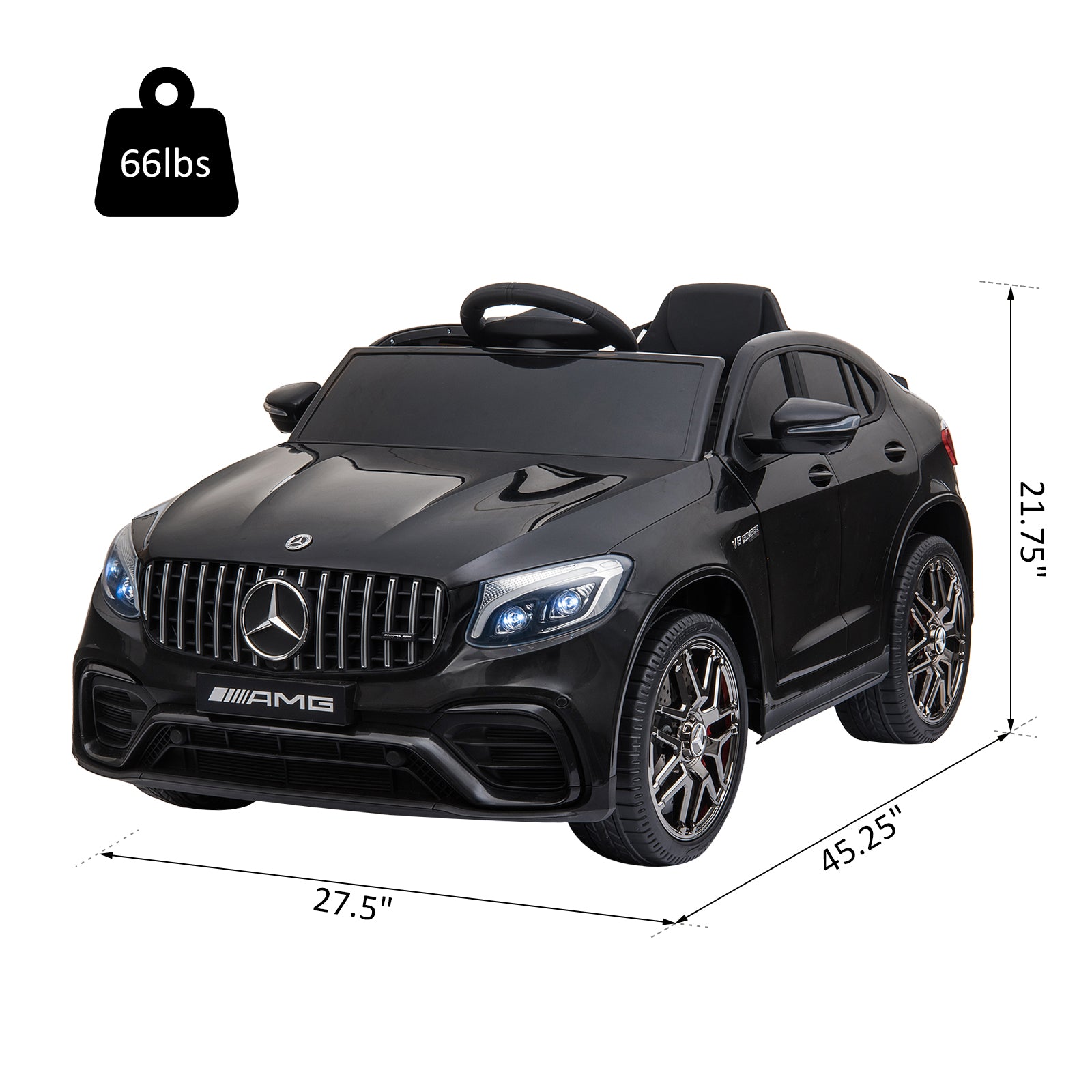 Toddler Ride On Car (Mercedes Benz AMG GLC63S Coupe) Electric Kids Ride On Car with 2 Speed, MP3 Player, Light, Horn, Songs, Suspension - Fun for Toddlers and Kids - Black