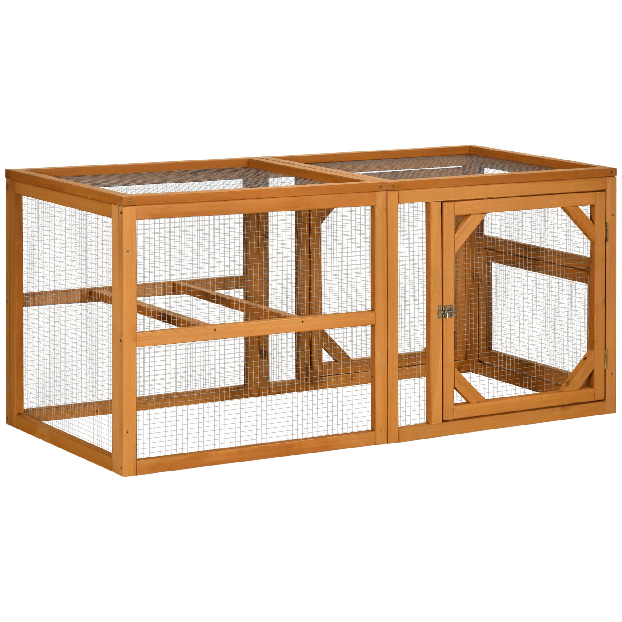 55" Wooden Chicken Coop Add-on Expansion, Mini Chicken Coop Outdoor Chicken Run Hen House with Combinable Design - Orange