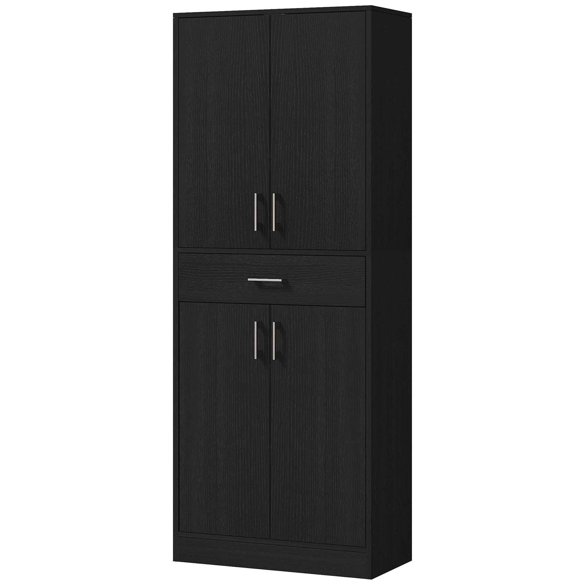 71" Kitchen Cabinet with Drawer and Adjustable Shelf, Freestanding Tall Kitchen Pantry, Distressed Black