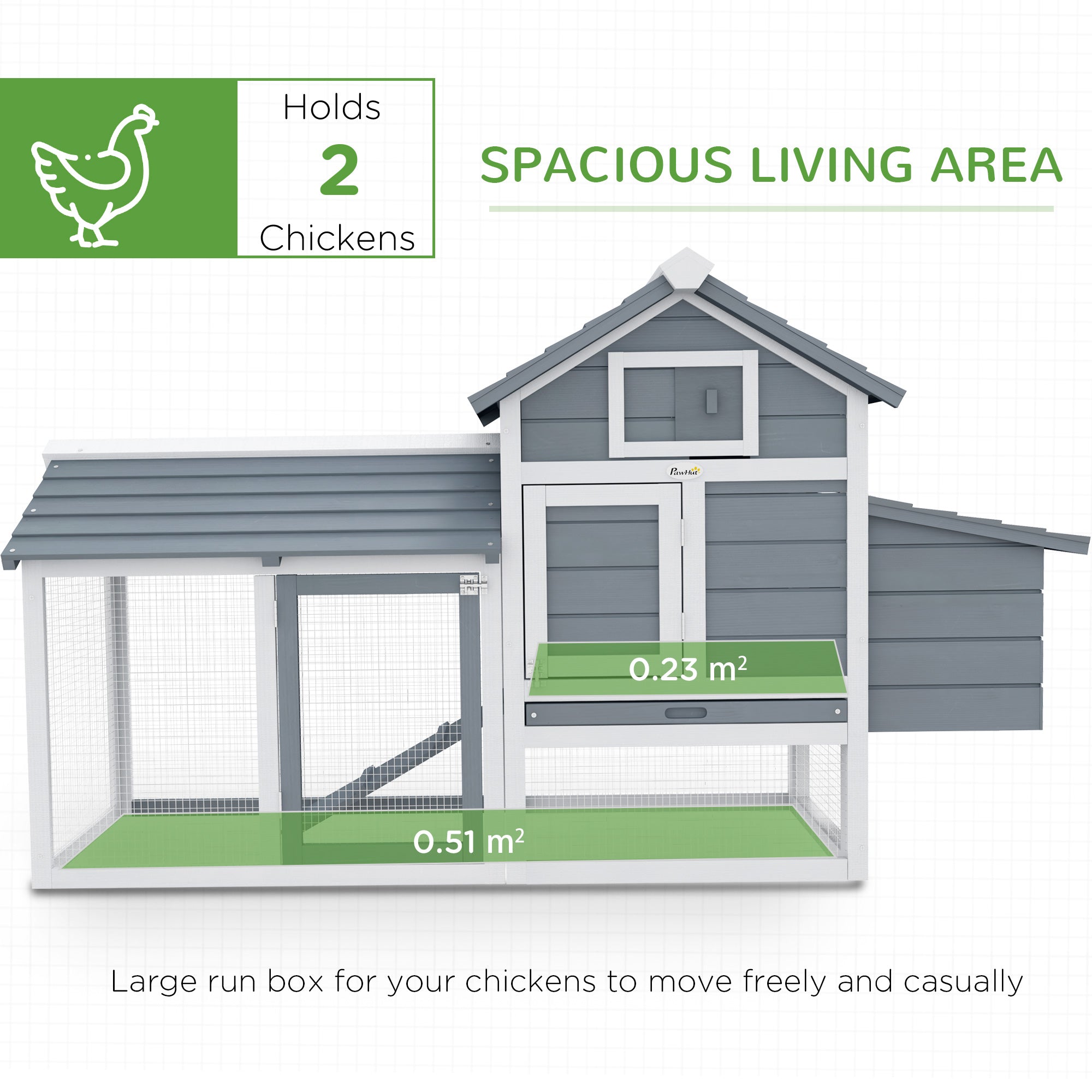 59" Small Wooden Chicken Coop Hen House Poultry Cage for Outdoor Backyard with 2 Doors, Nesting Box and Removable Tray, White - White - Image 4