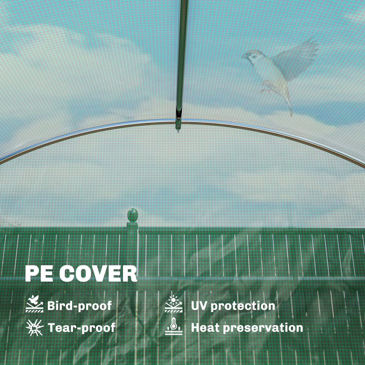 10'x11'x6' Walk-in Tunnel Greenhouse with Shelves, Mesh Door and Windows, Hoop House Greenhouse with PE Cover, Green