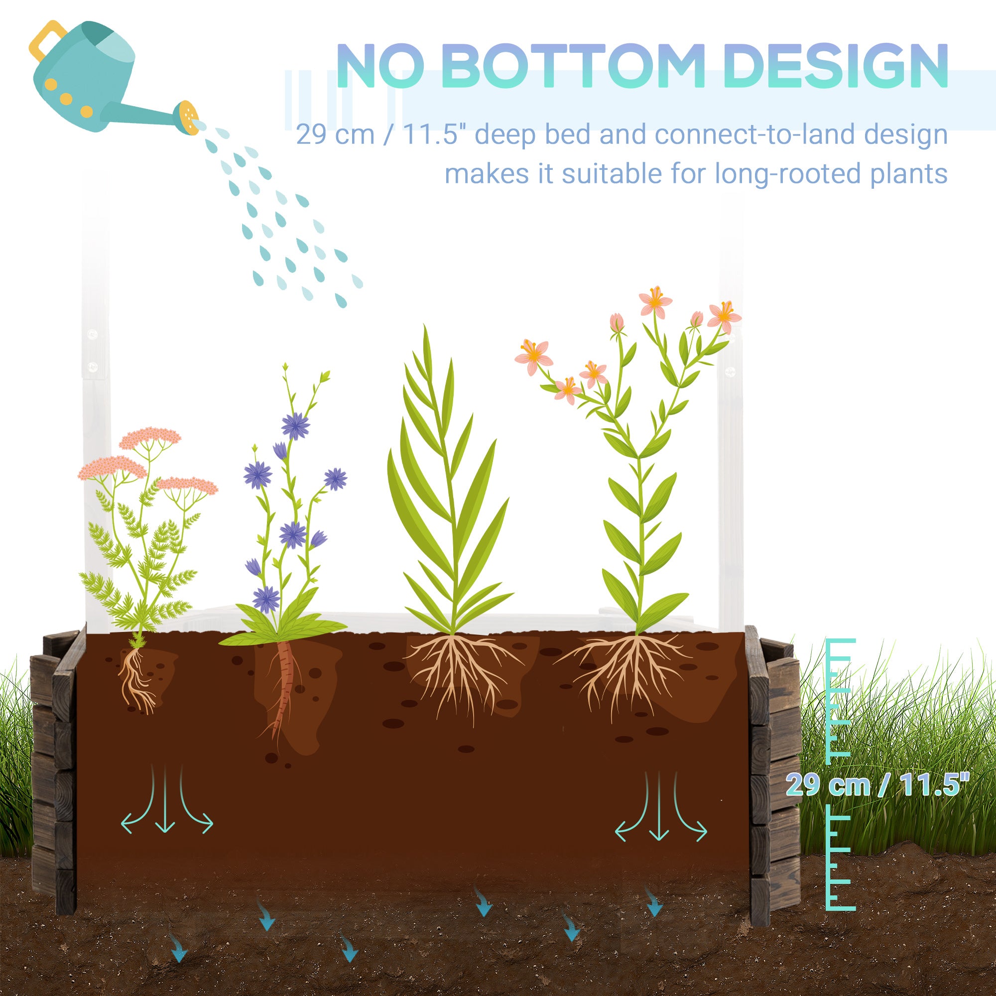 Wishing Well Planter, Wooden Raised Garden Bed, Ornamental Outdoor Flower Planter for Outdoor Garden, Yard, Lawn, and Home Decor - Rustic Brown - Image 5