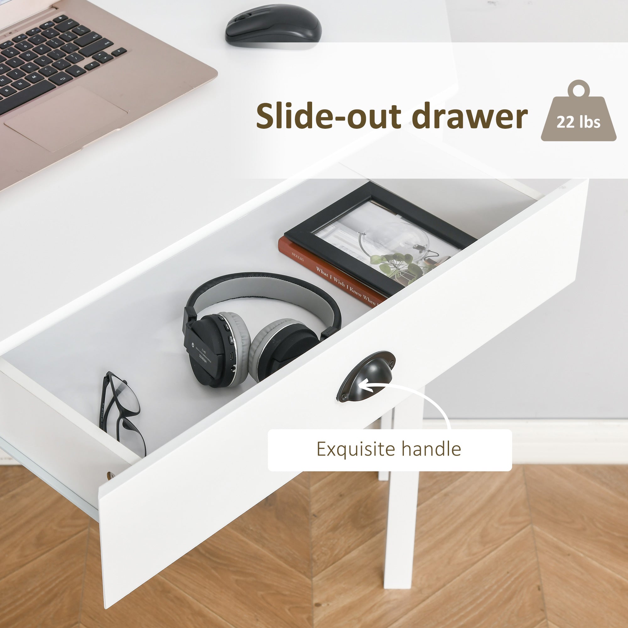 Corner Desk, Triangle Computer Desk with Drawer and Storage Shelves for Small Spaces, Home Office Workstation for Living Room, or Bedroom, White