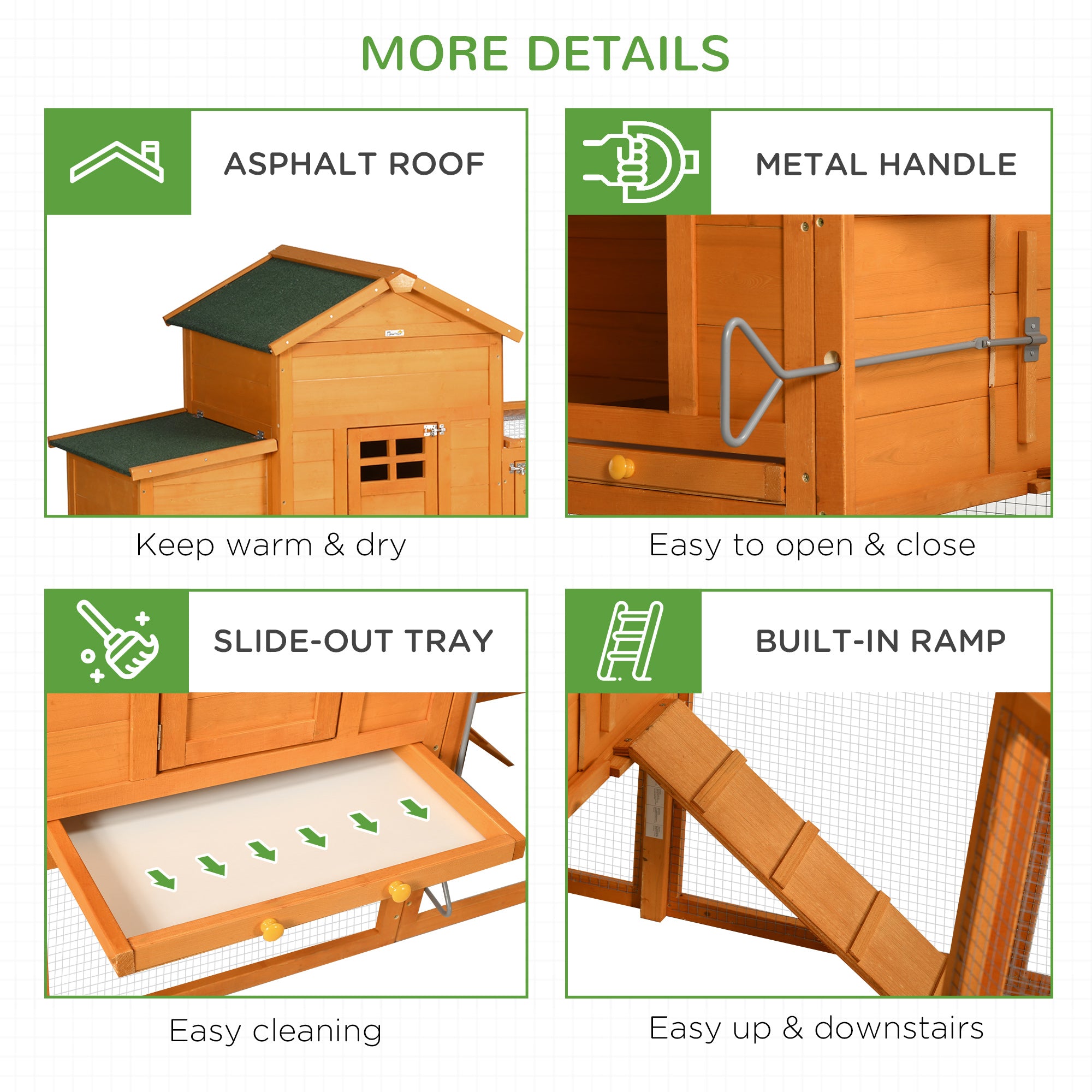 Extra Large Run Included Chicken Coop with Removable Tray Orange - Orange - Image 7