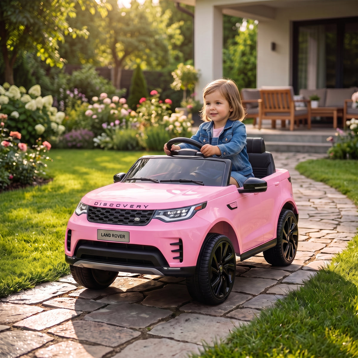 12V Electric Car for Kids, Licensed Land Rover Ride on Car with Parent Remote, Soft Start, 4 Wheel Suspension, Pink