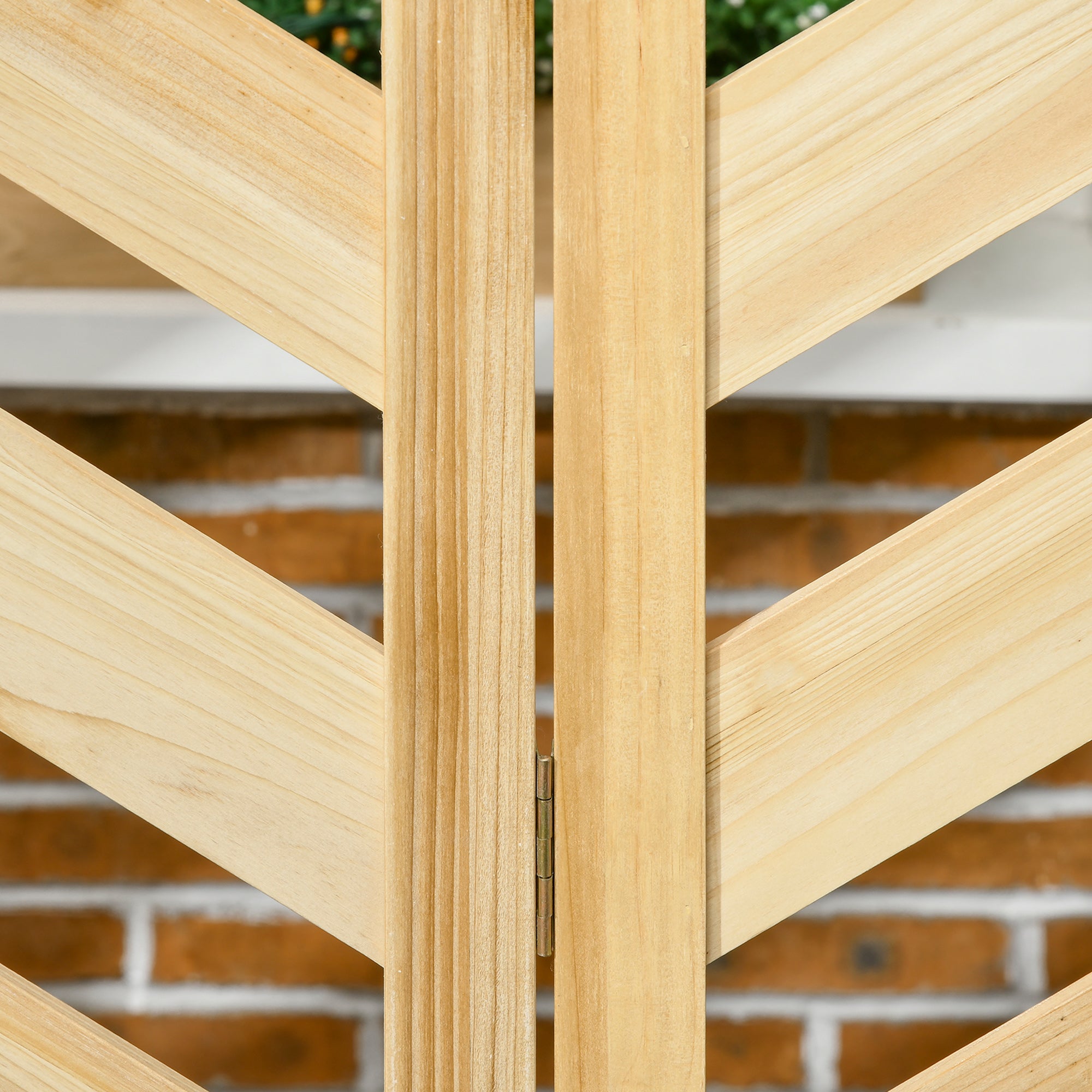 Decorative Outdoor Privacy Screen, Freestanding Divider/Separator with 4 Self-Draining Planters, 3 Trellis Plant Support Panels for Garden Walkway, Backyard, Natural Wood - Natural wood finish - Image 8