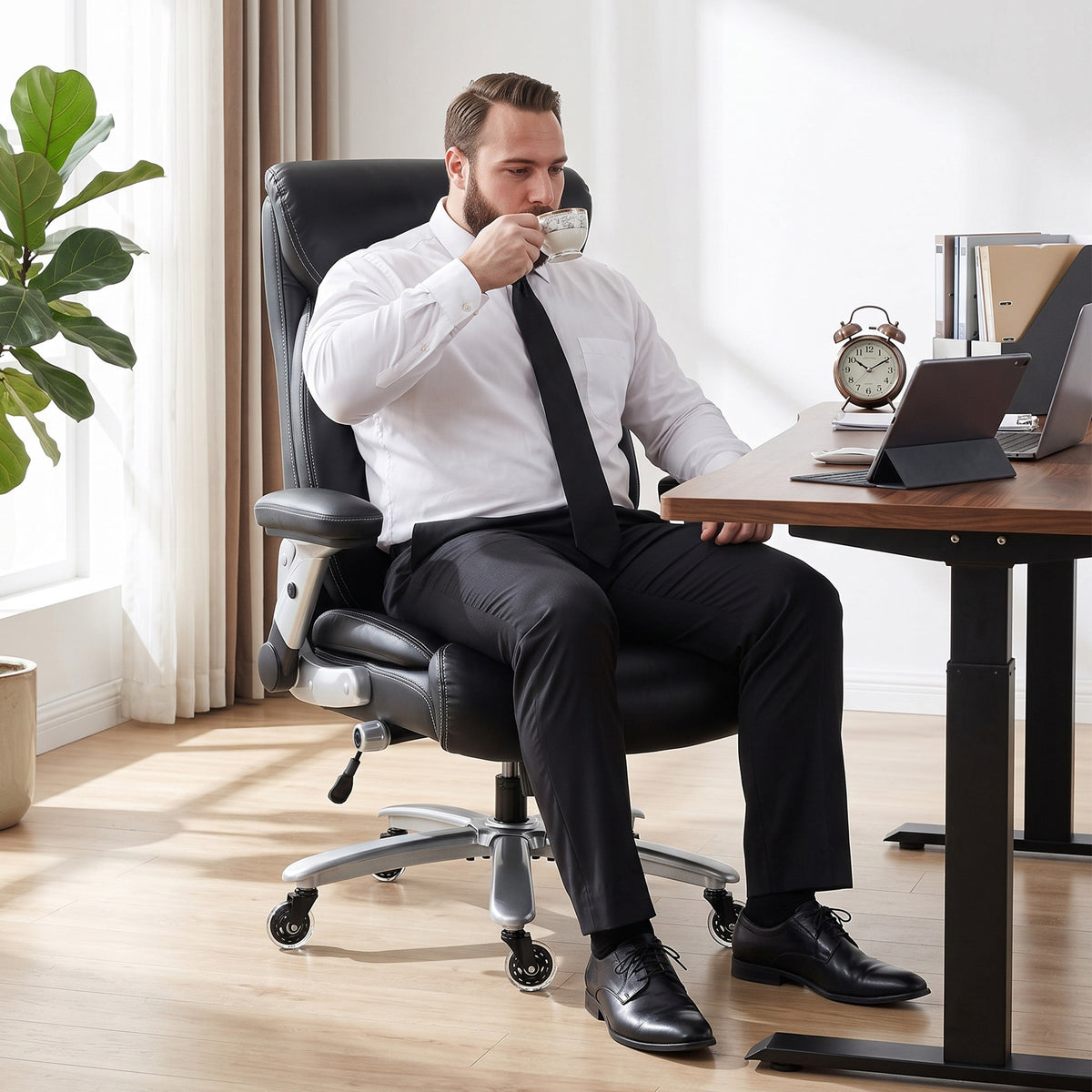 Ergonomic Office Chair with Inflatable Lumbar Support, 600 lbs, Heavy Duty Desk Chair, BIFMA, Flip-Up Arms