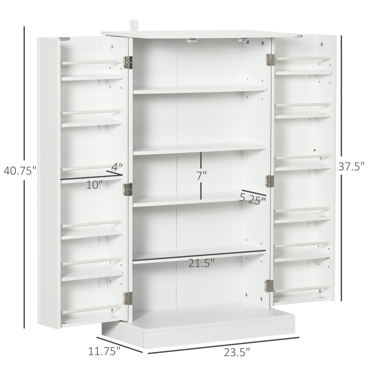 41" Modern Kitchen Pantry Freestanding Storage Cabinet with Double Doors Adjustable Shelves for Living Room - White