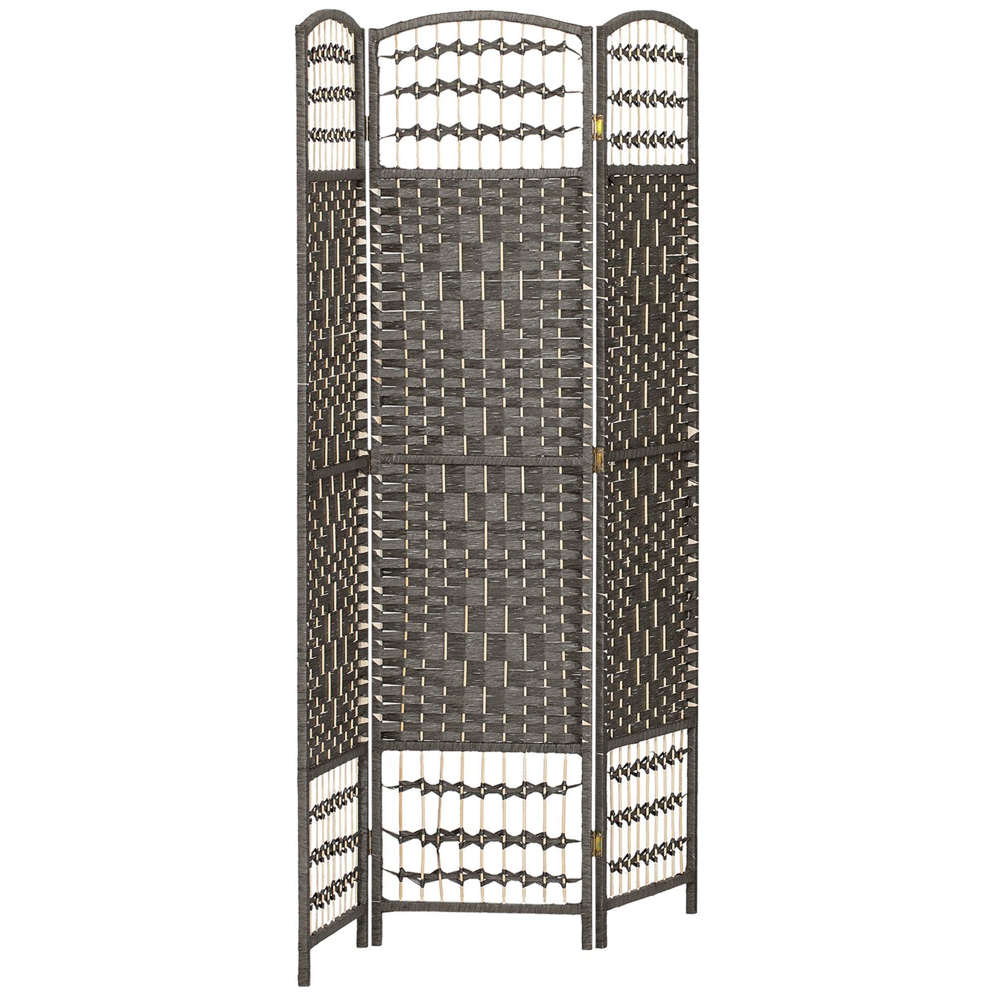 3 Panel Folding Room Divider Portable Privacy Screen Wave Fiber Room Partition for Home Office Dark Gray