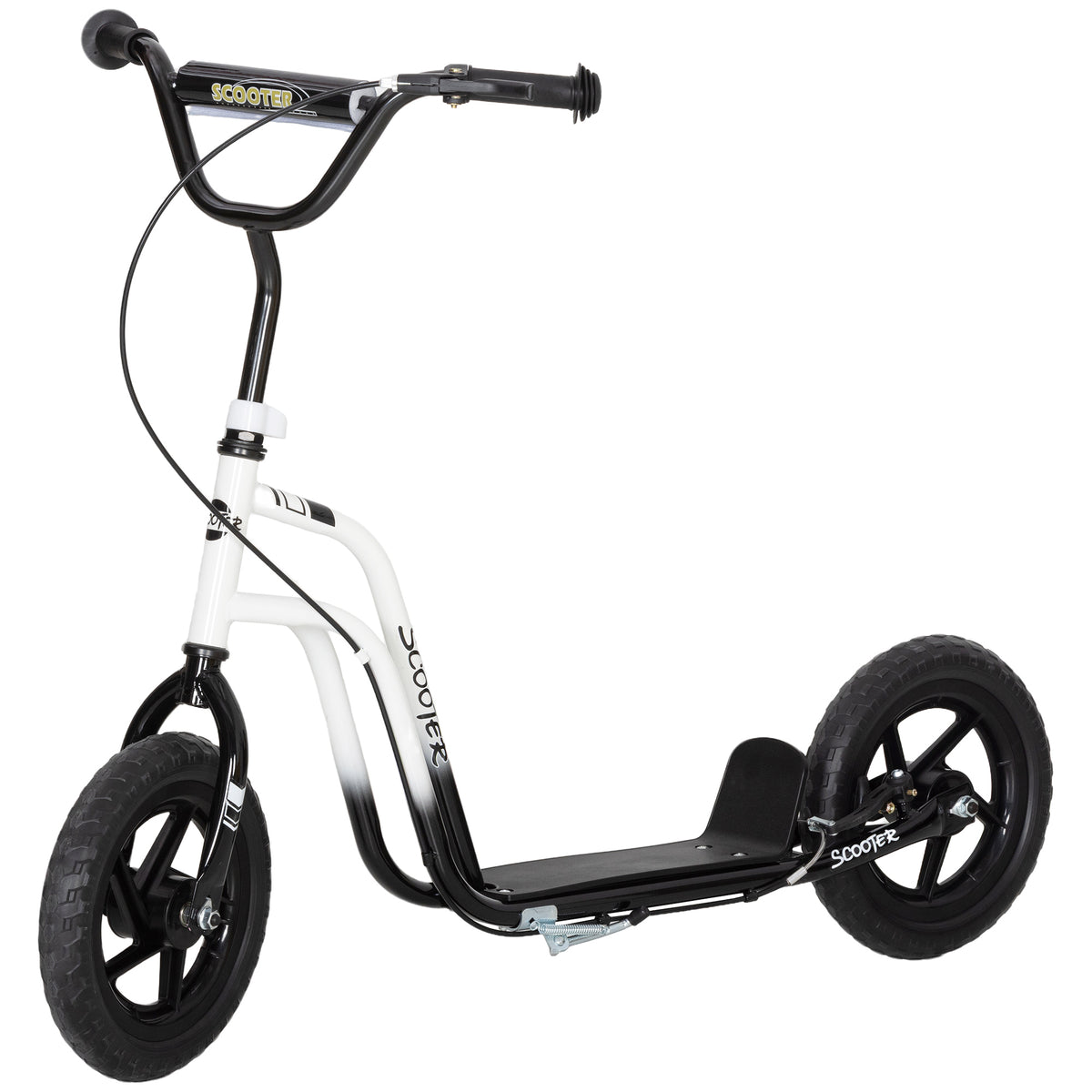 Kids Scooter, Lightweight Scooter with Adjustable Handlebar, Rear Brake, Kickstand, 12" EVA Wheels, for 5-12 Y, White