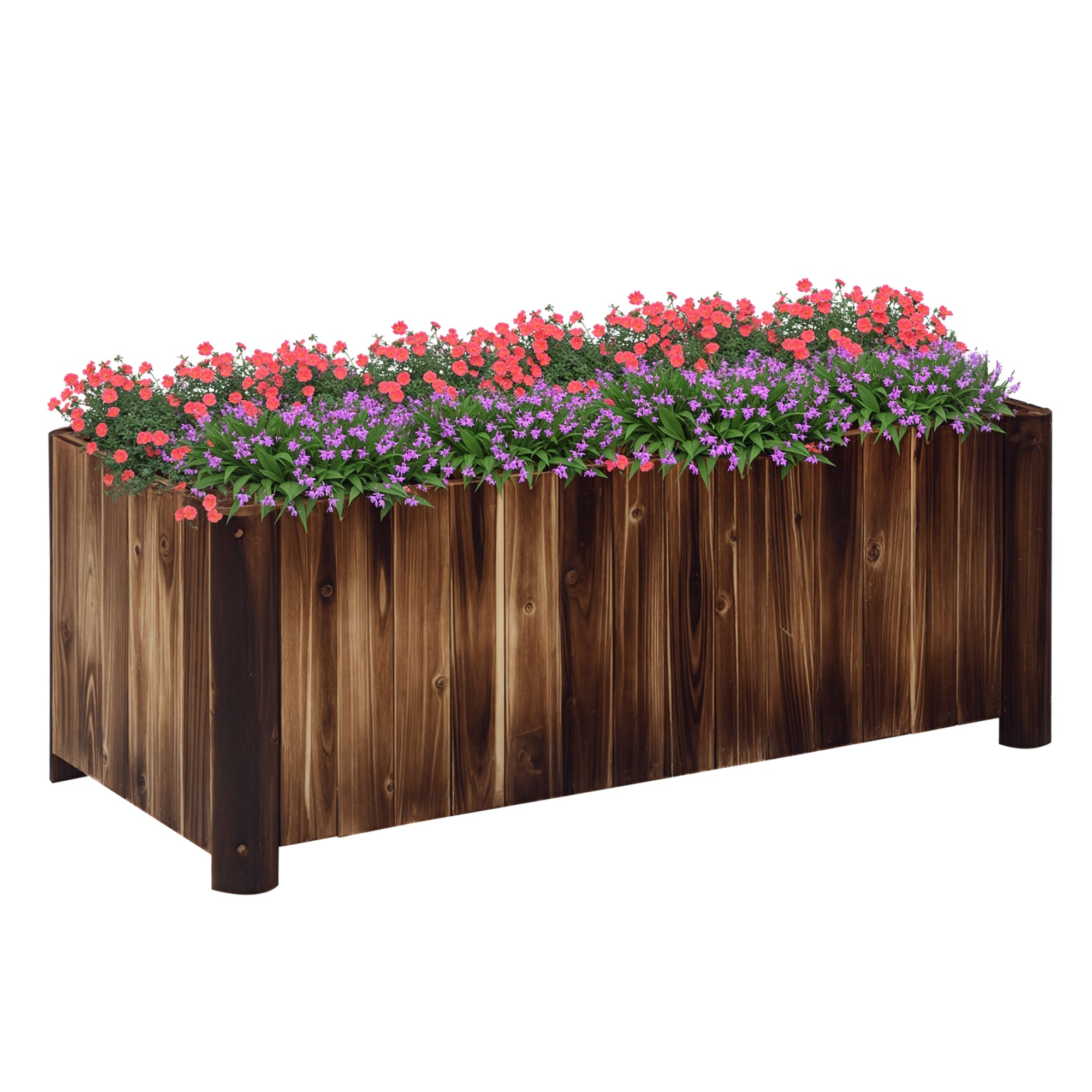 48" x 20" x 18" Raised Garden Bed, Raised Planter Box, Wooden Planter Raised Bed with Drainage Gaps & Lightweight Build, Natural Wood - Carbonized
