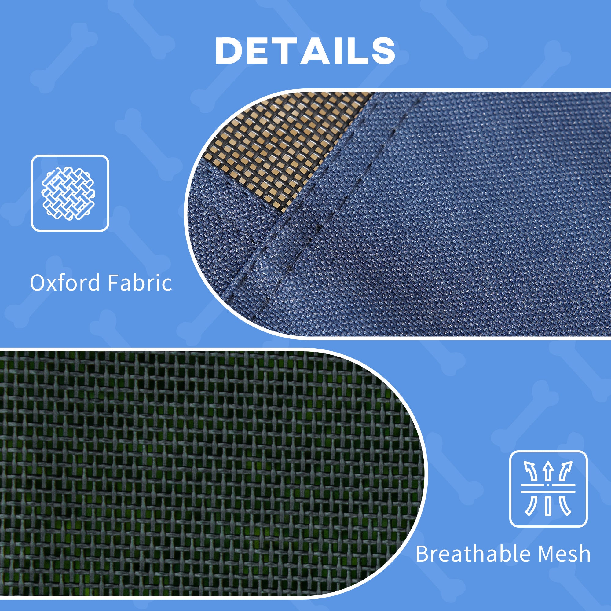 Elevated Portable Dog Cot Pet Bed with UV Protection Canopy Shade, 36 inch, Dark Blue - Blue - Image 5