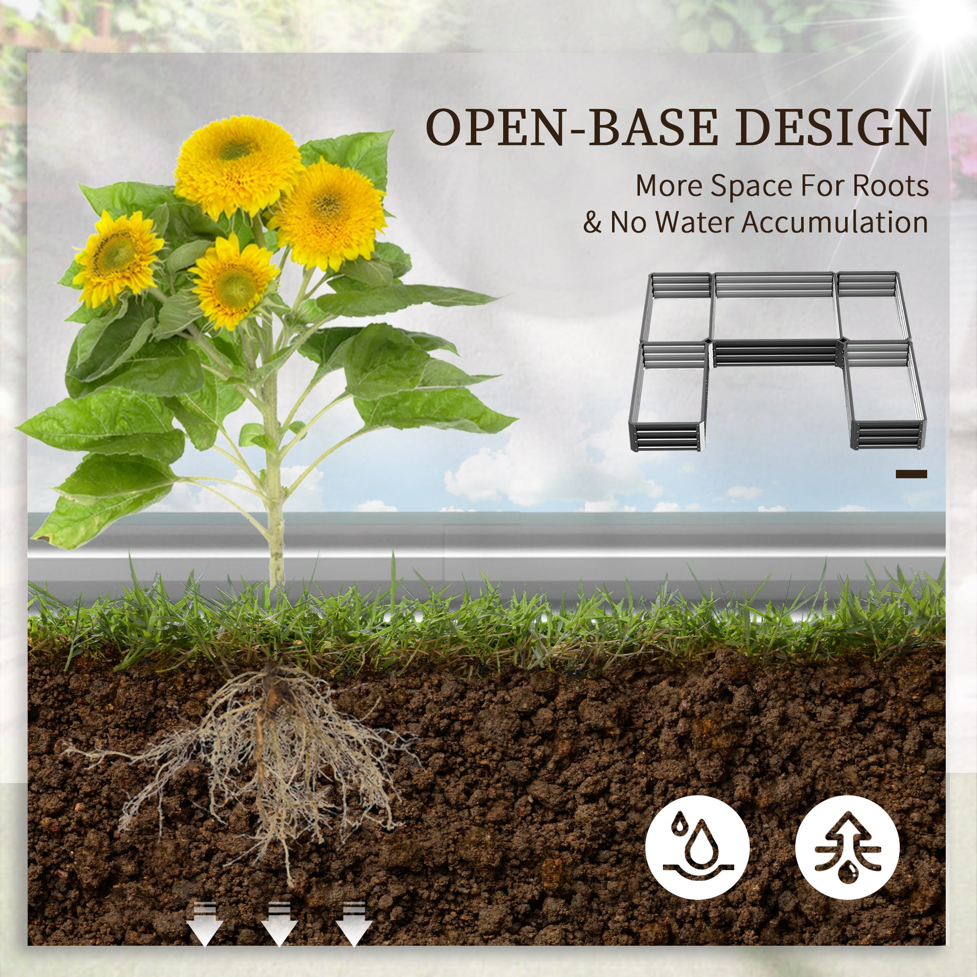 Steel Raised Garden Bed, Set of 5 Large Box Planters for Outdoor Plants Vegetables Flowers Herbs, 8x8x1ft, Gray - Gray - Image 5