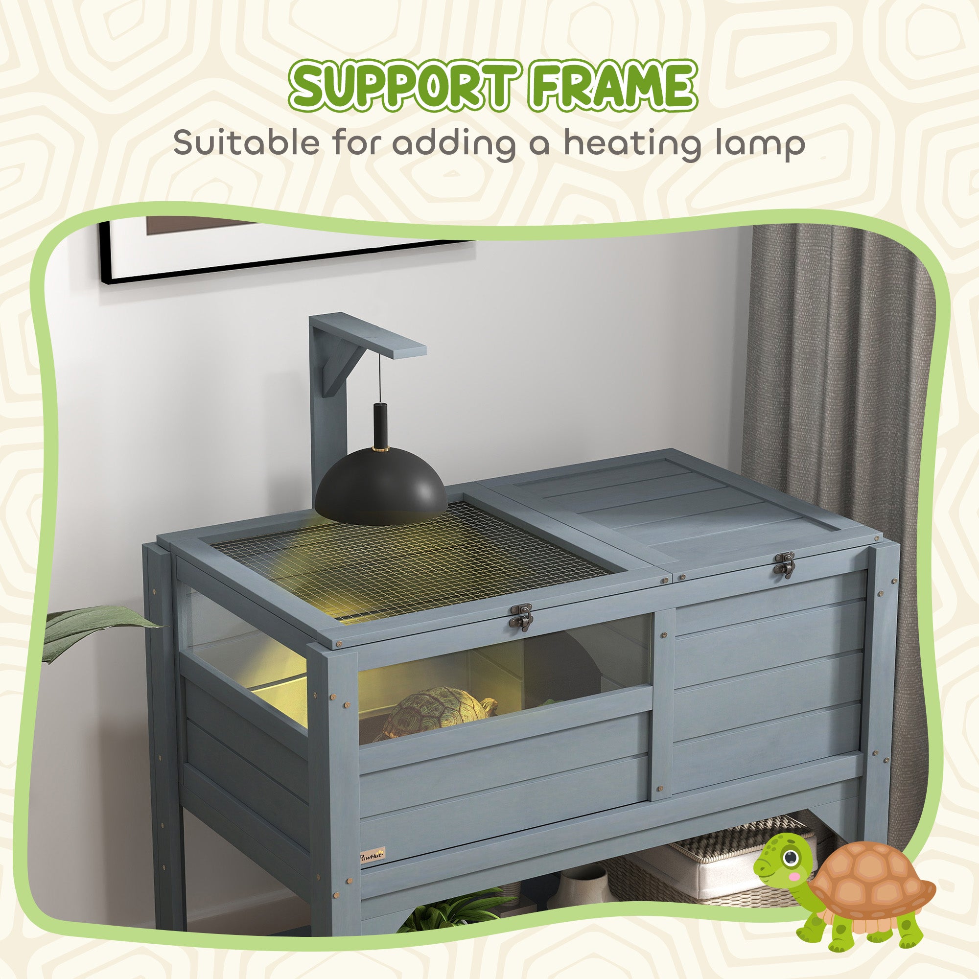 Tortoise Habitat with Shelf Storage Tortoise Gift Accessory with Weather Protection for Indoor, Gray - Gray - Image 5