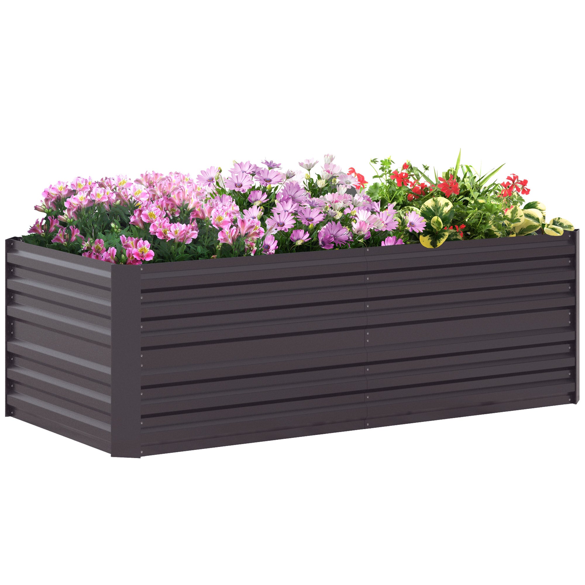 Galvanized Raised Garden Bed, Steel Outdoor Planters with Reinforced Rods, 71" x 36" x 23", Dark Gray - Dark Gray