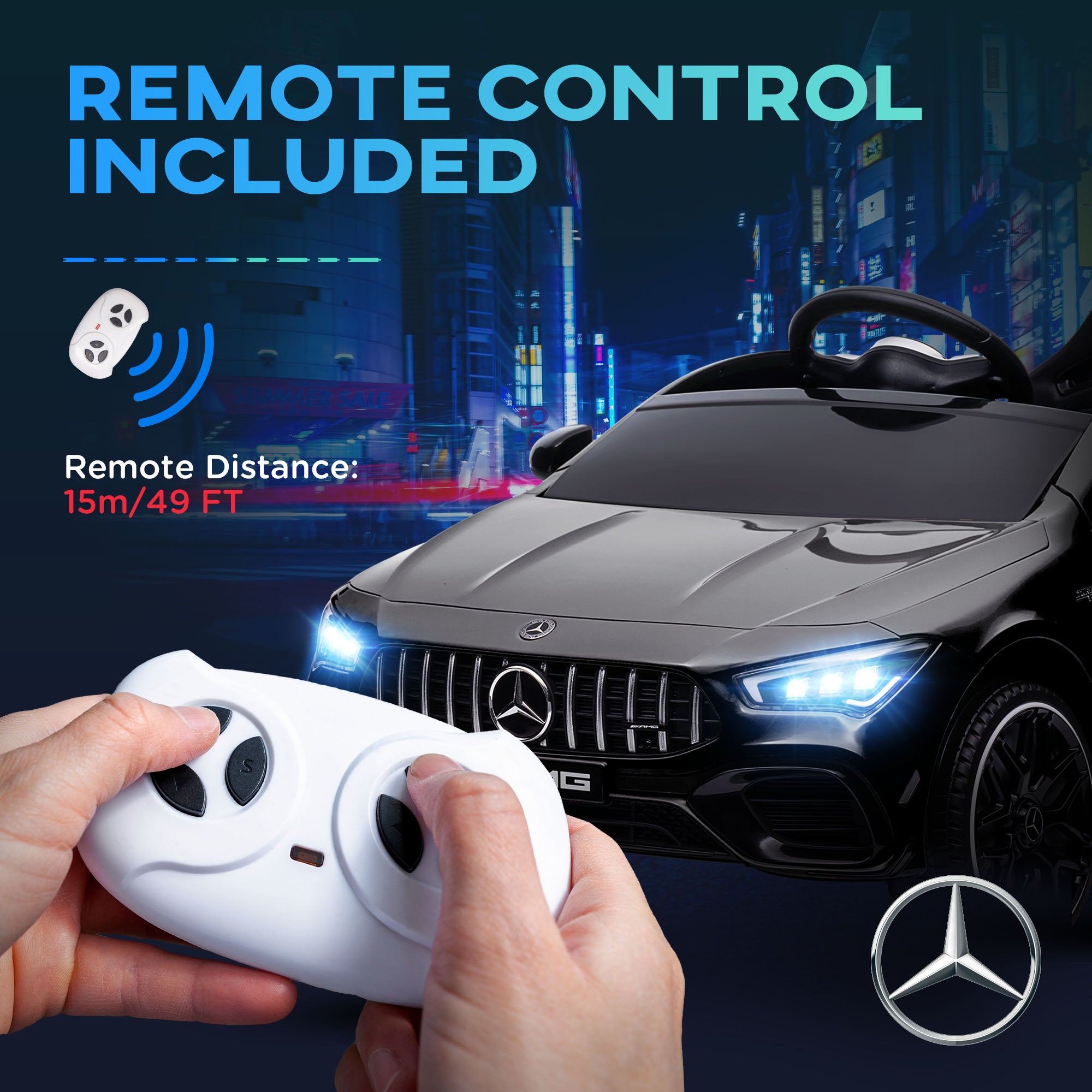 Mercedes-Benz AMG Licensed 12V Kids Ride on Car with Remote Control, Rear Suspension, LED Lights, Music, Black