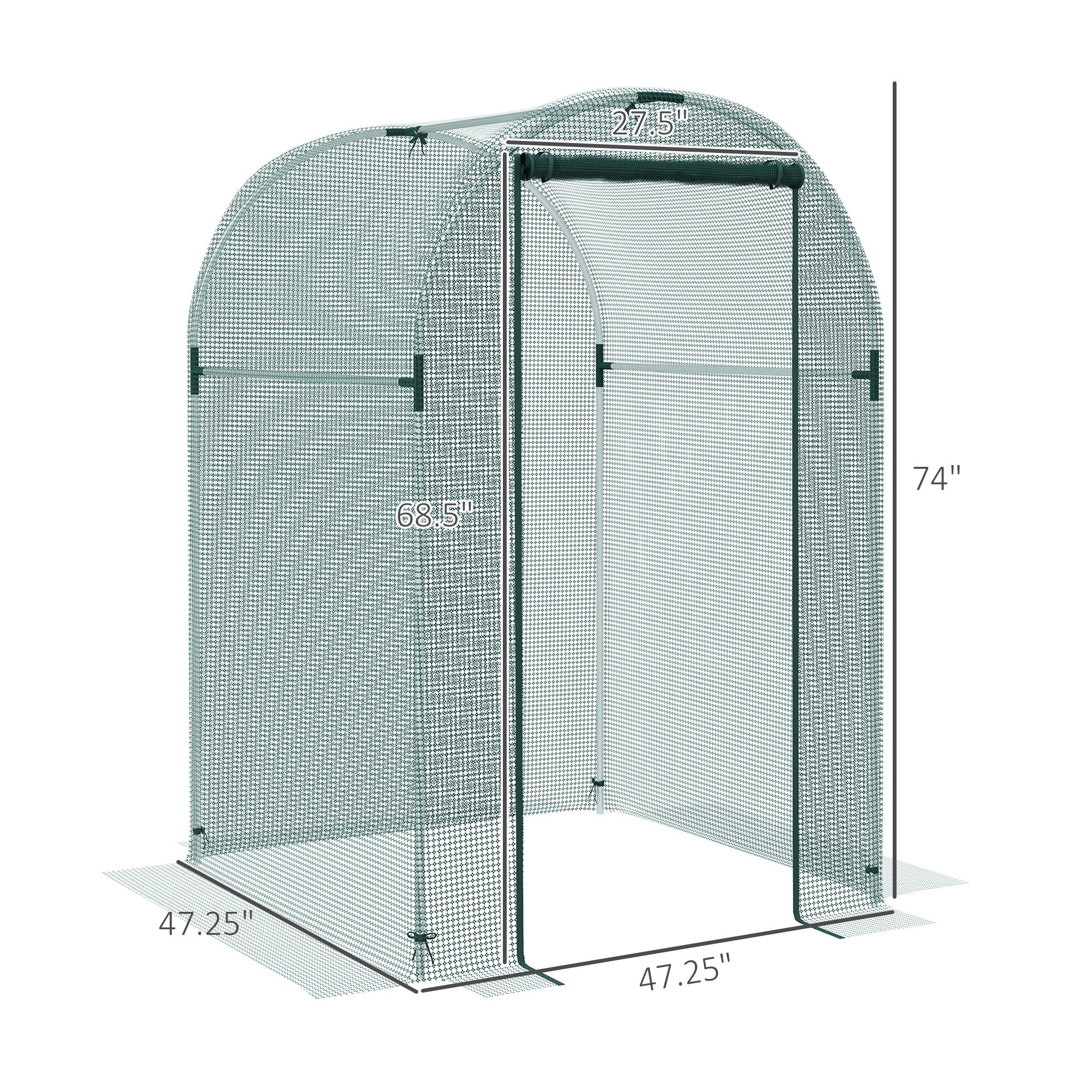 Galvanized Steel Crop Cage, Plant Protection Tent with Zippered Door, 4' x 4', Green - Green - Image 3