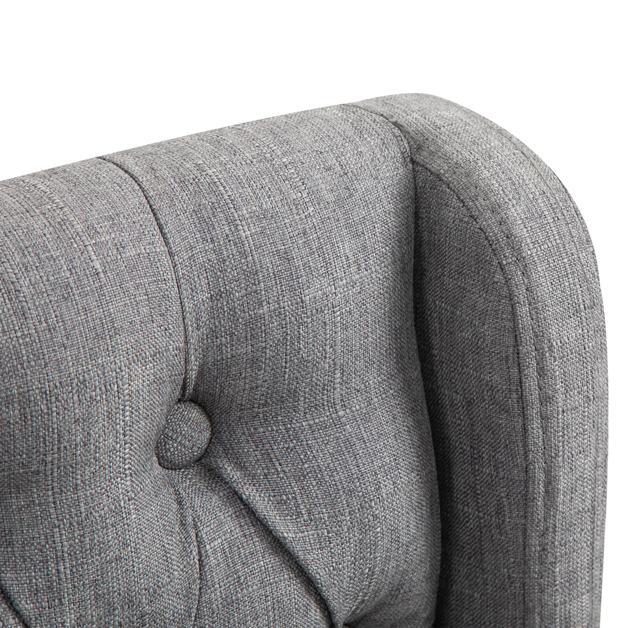 26.25" Counter Height Bar Stools, Tufted Wingback Armless Upholstered Dining Chair with Rubber Wood Legs, Set of 2, Gray