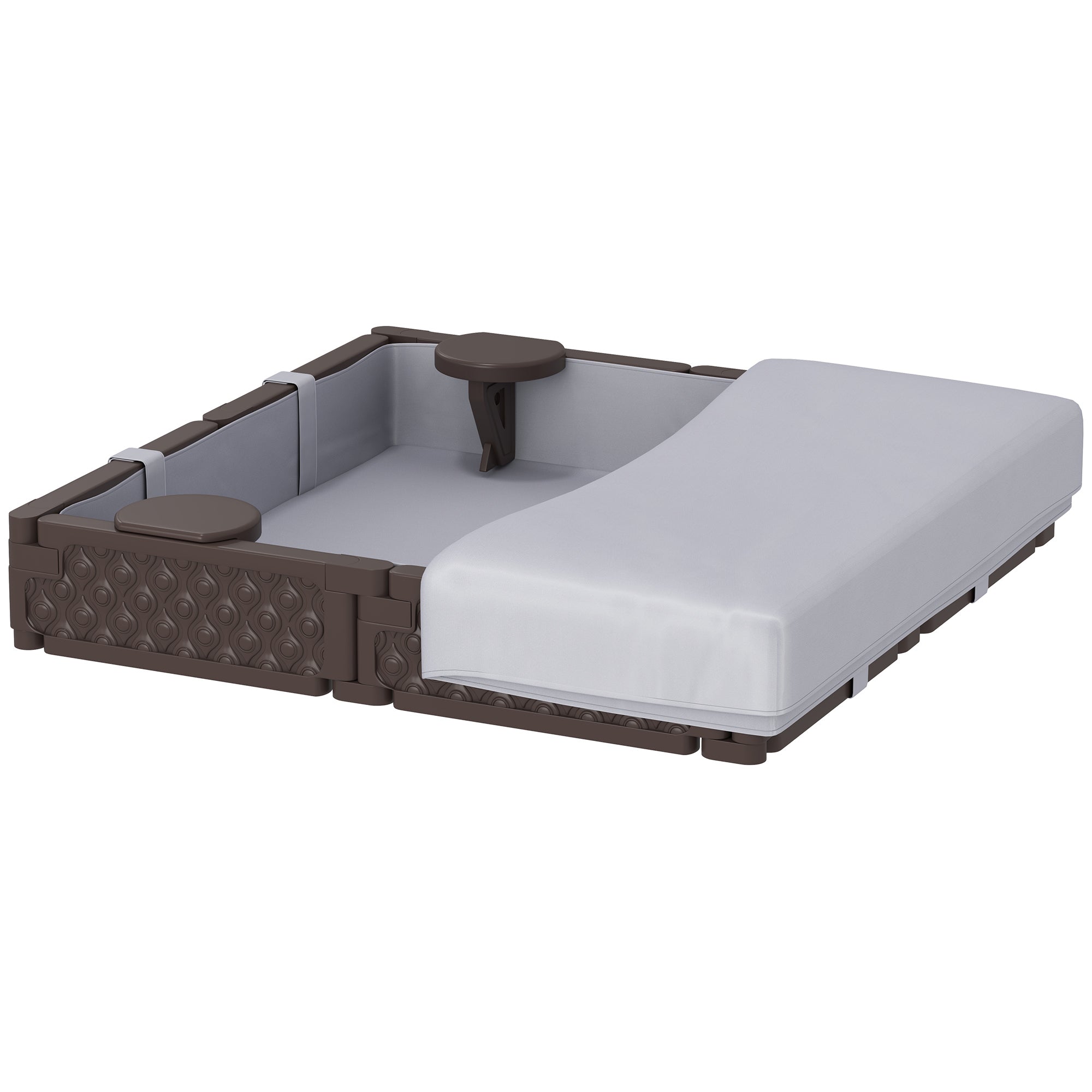 Kids Sandbox with Cover, 4 Corner Seats, Bottom Liner for Backyard, Garden, Outdoor, 47" x 47" x 9", Dark Brown