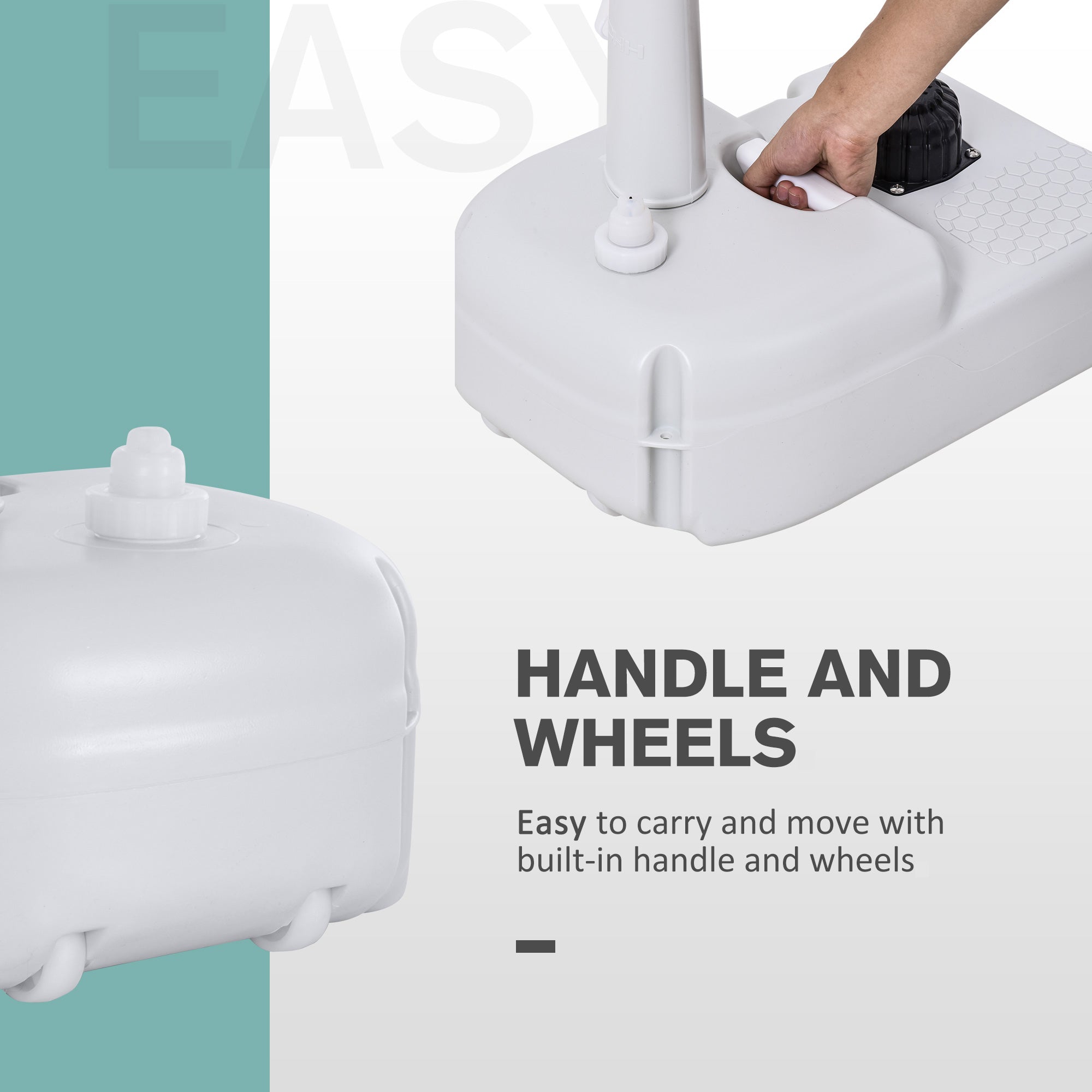 Portable Camping Sink, Portable Sink Hand Wash Station with 4.5 Gallon (17L) Tank, Rolling Wheels, Soap Dispenser, Towel Holder for RV, Outdoor Events, Gatherings, HDPE, White