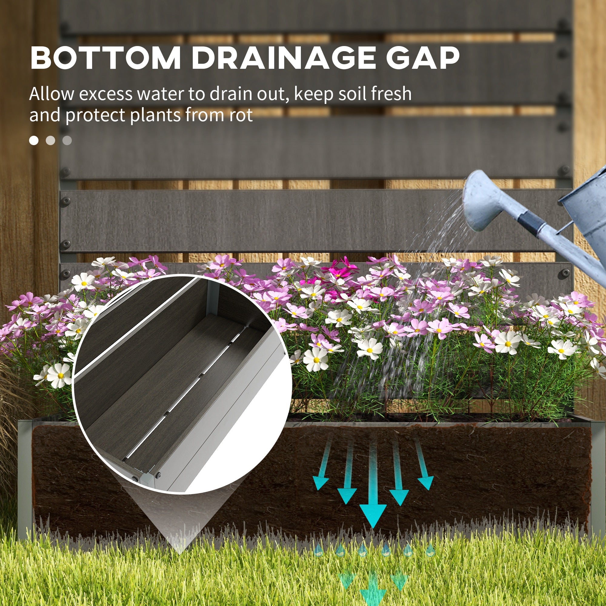 Trellis Planter for Climbing Plants, Raised Garden Bed with Trellis, Planter Box for Outdoor Garden, Dark Gray - Dark Gray - Image 6