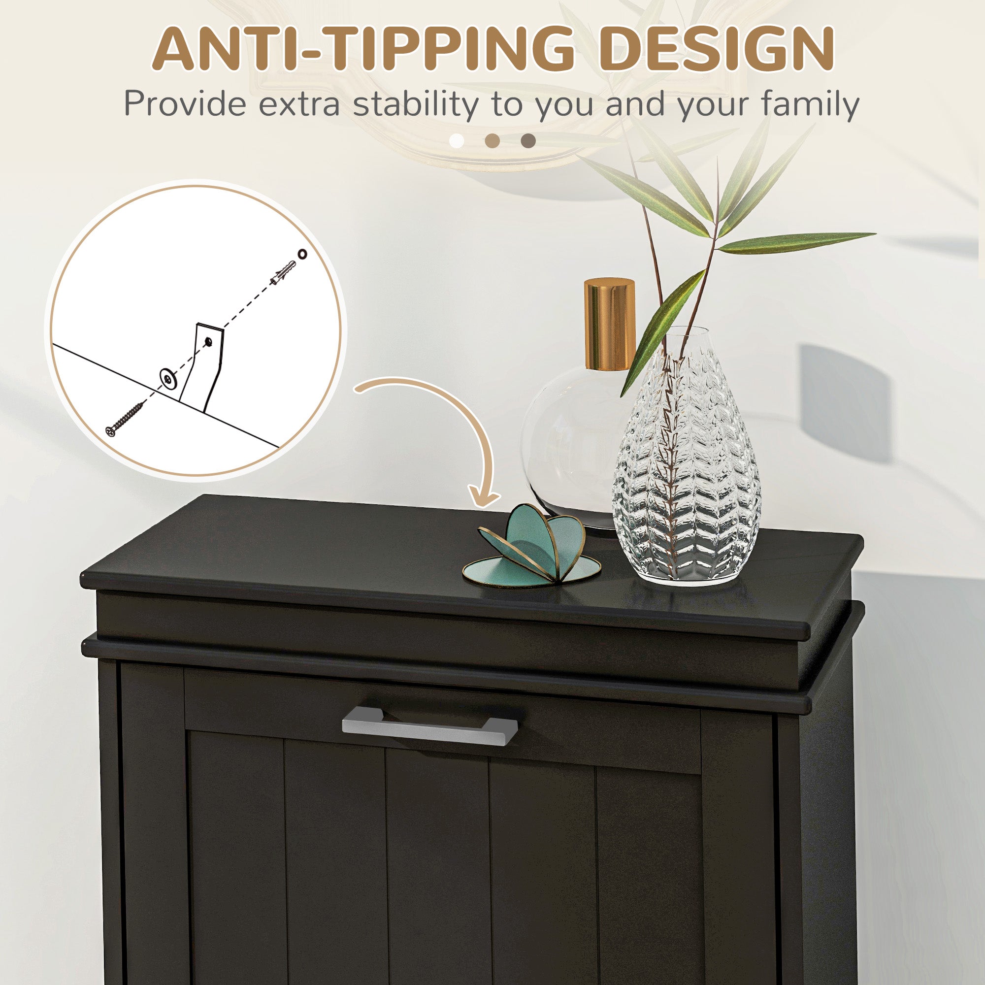 Modern Shoe Storage Cabinet with 2 Flip Drawers for 10 Pairs, Narrow Shoe Organizer for Entryway, Hallway, Black