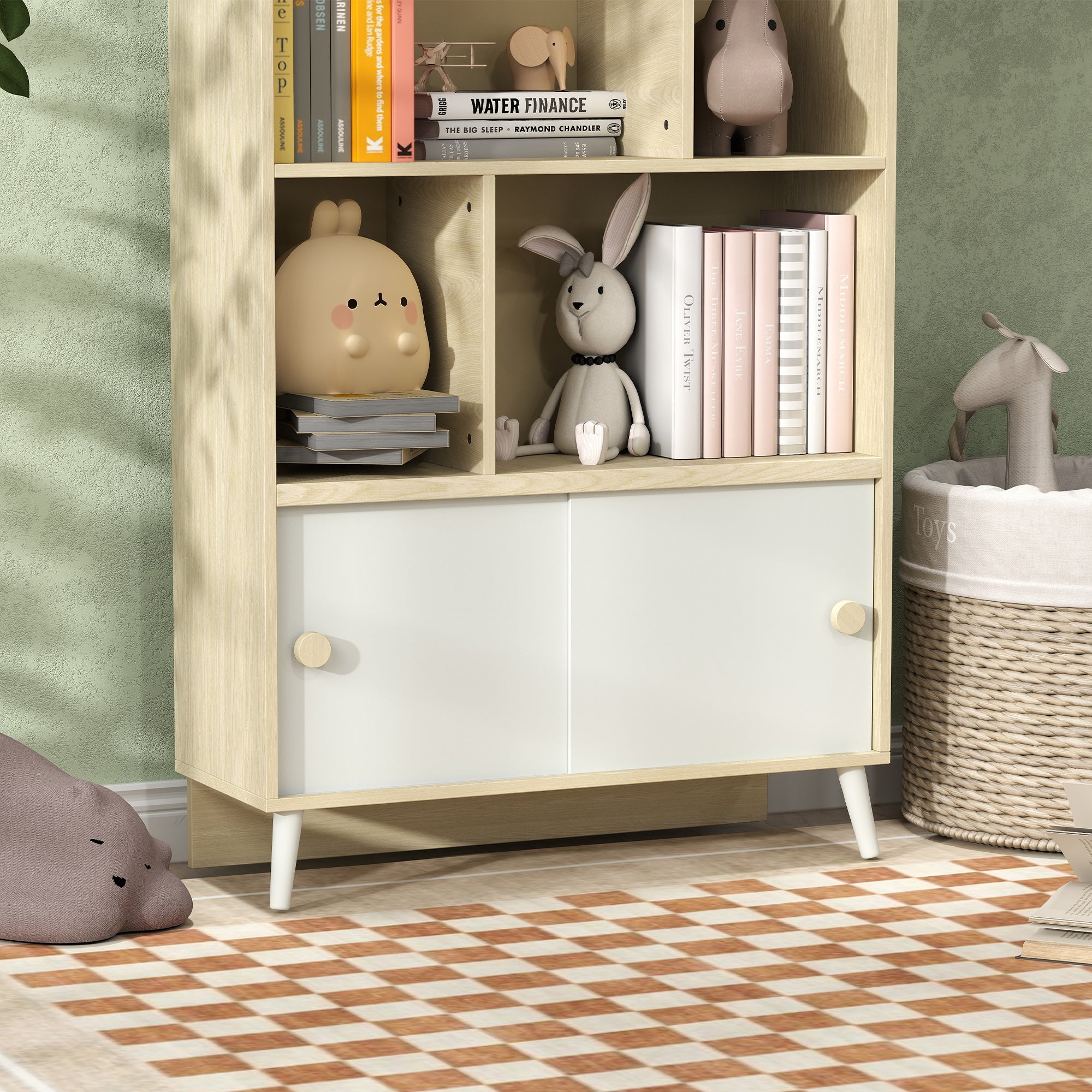 4-Cubby Children's Toy Shelf, Kids Bookshelf and Toy Storage for Playroom, Children's Room, Living Room,