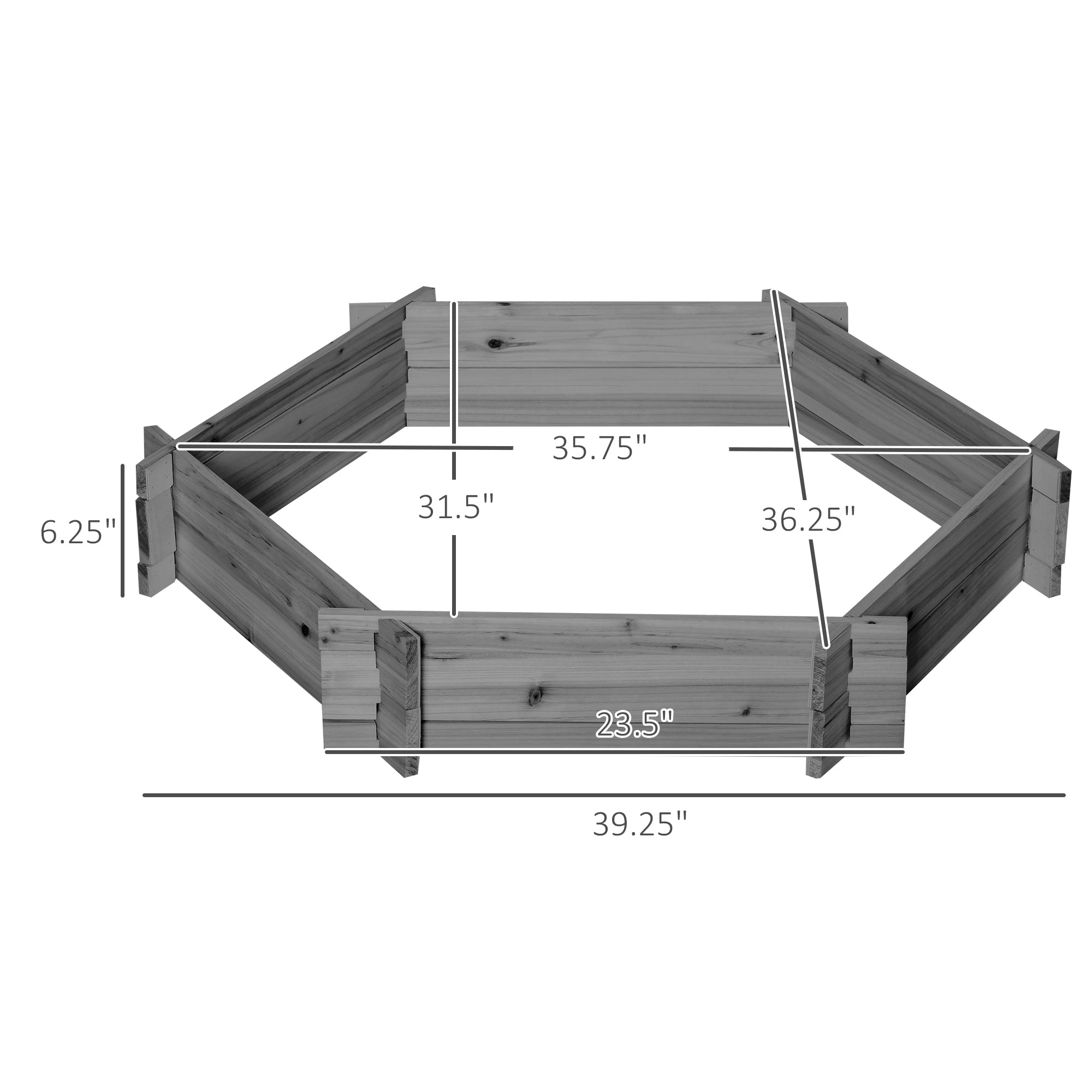 39" x 36" Screwless Raised Garden Bed, Hexagon Planter Box for Outdoor Plants, Vegetables, Flowers, Herbs, Gray - Gray - Image 3