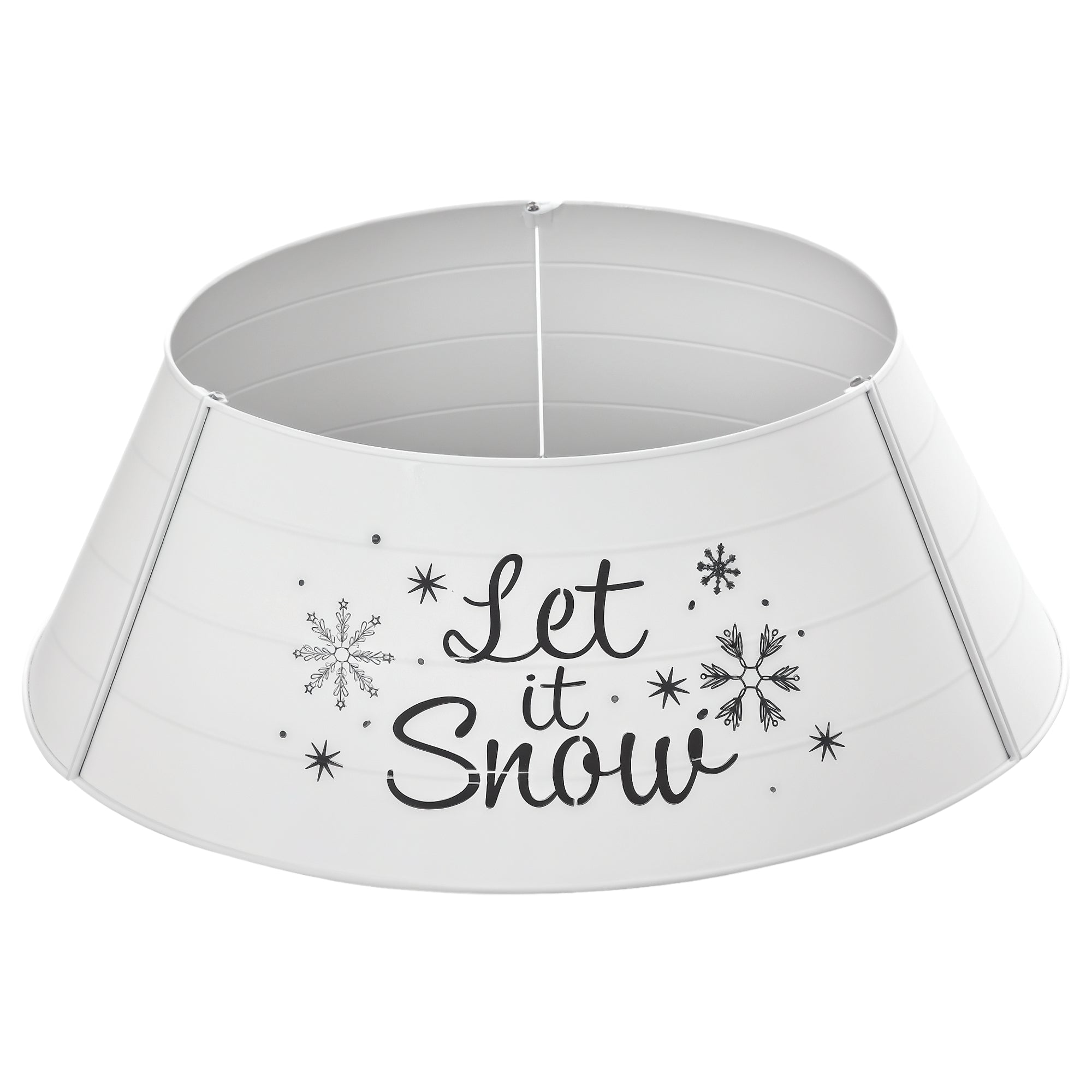 Christmas Tree Collar, Steel Tree Ring Skirt, Home Xmas Decoration for Christmas Tree, 26" x 26" x 9", White