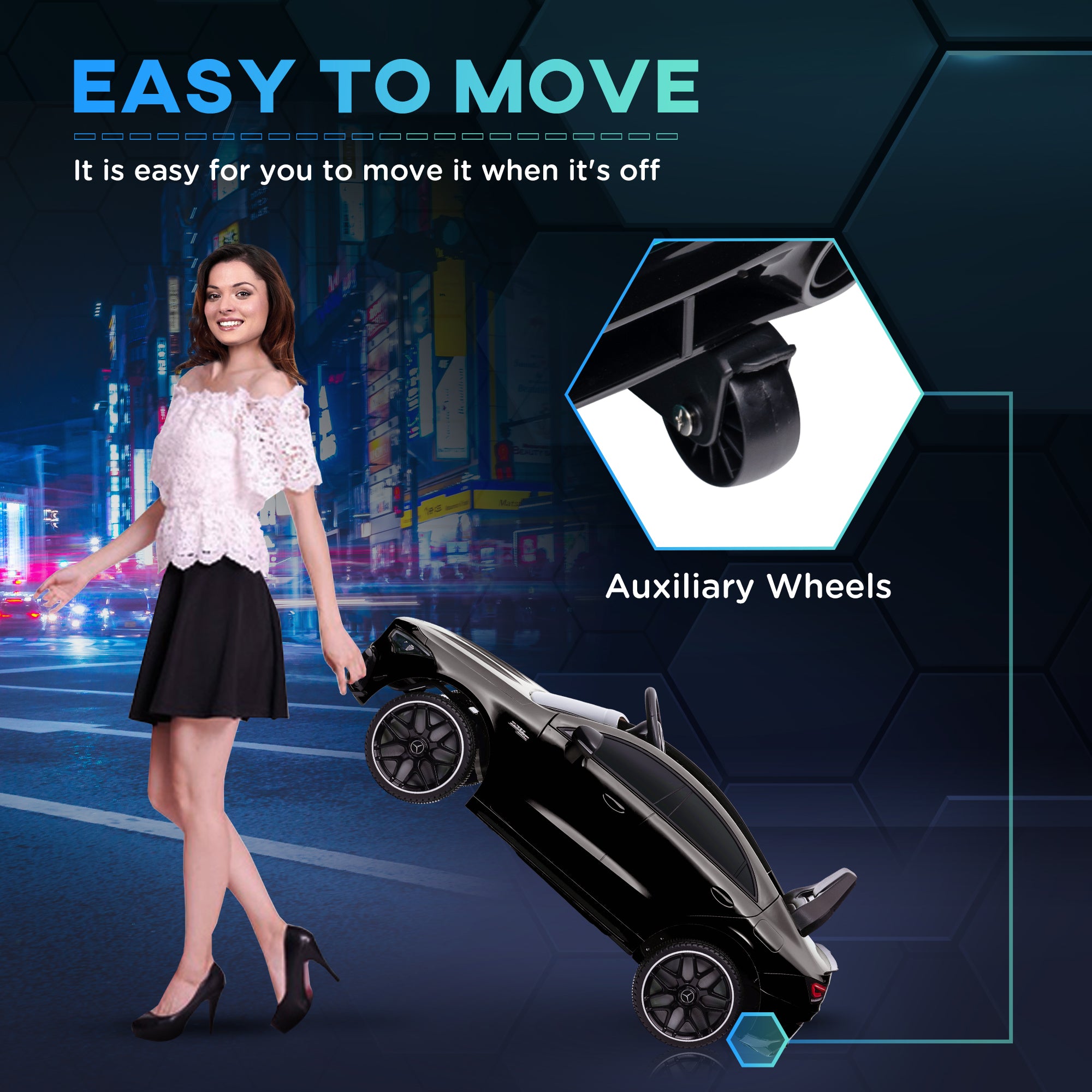 Mercedes-Benz AMG Licensed 12V Kids Ride on Car with Remote Control, Rear Suspension, LED Lights, Music, Black