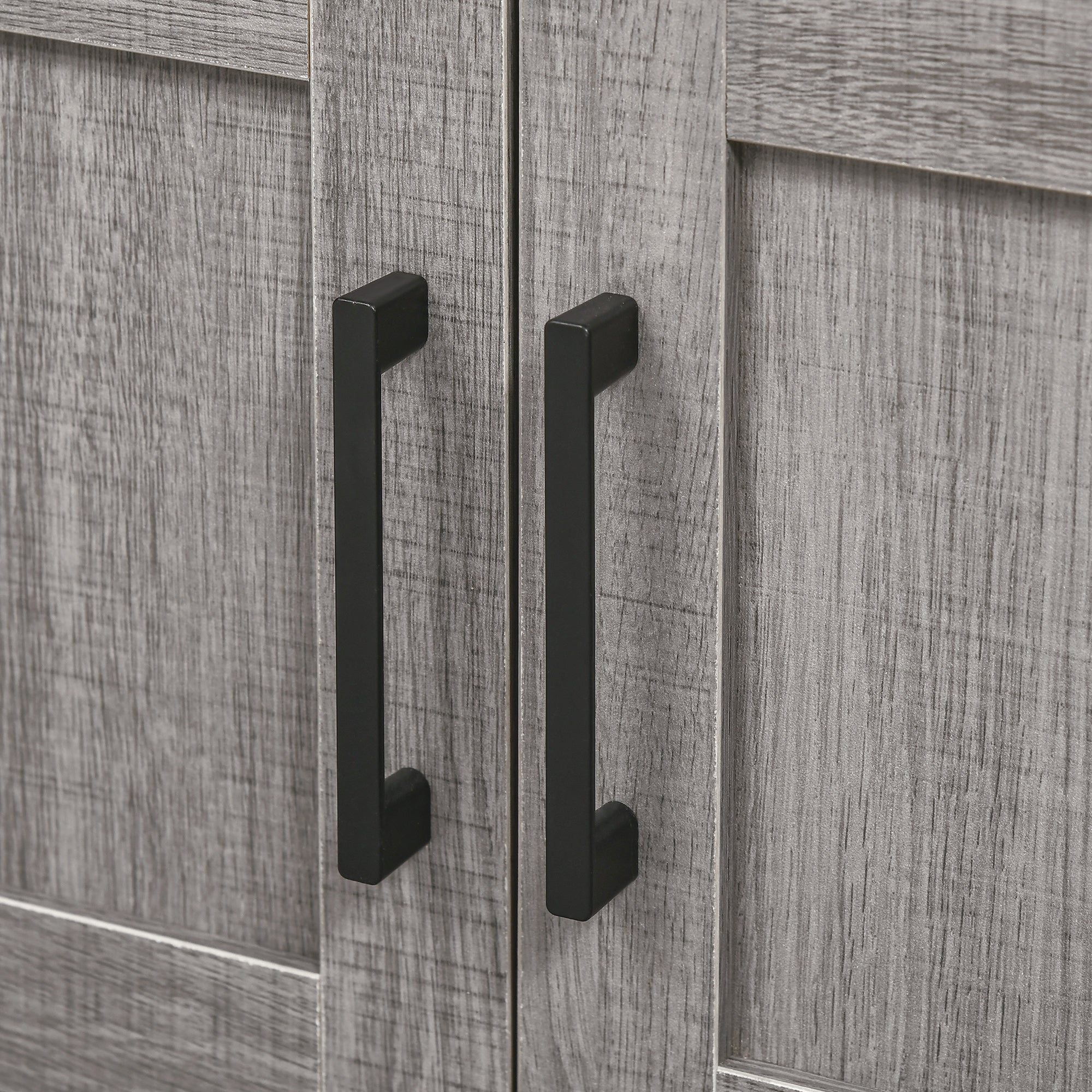 Pedestal Sink Storage Cabinet, Bathroom Under Sink Cabinet with 2 Doors and Open Shelf, Bathroom Vanity, Gray