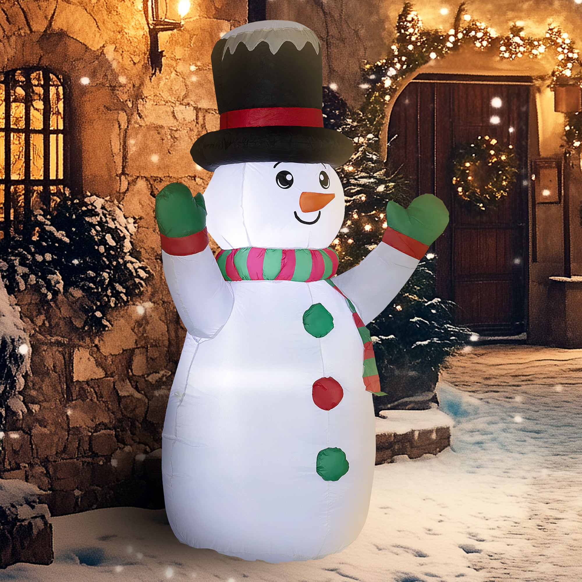 6 FT Christmas Inflatable Snowman, Xmas Blow Up Snowman with LED Lights for Indoor, Outdoor, Lawn, Garden, Party