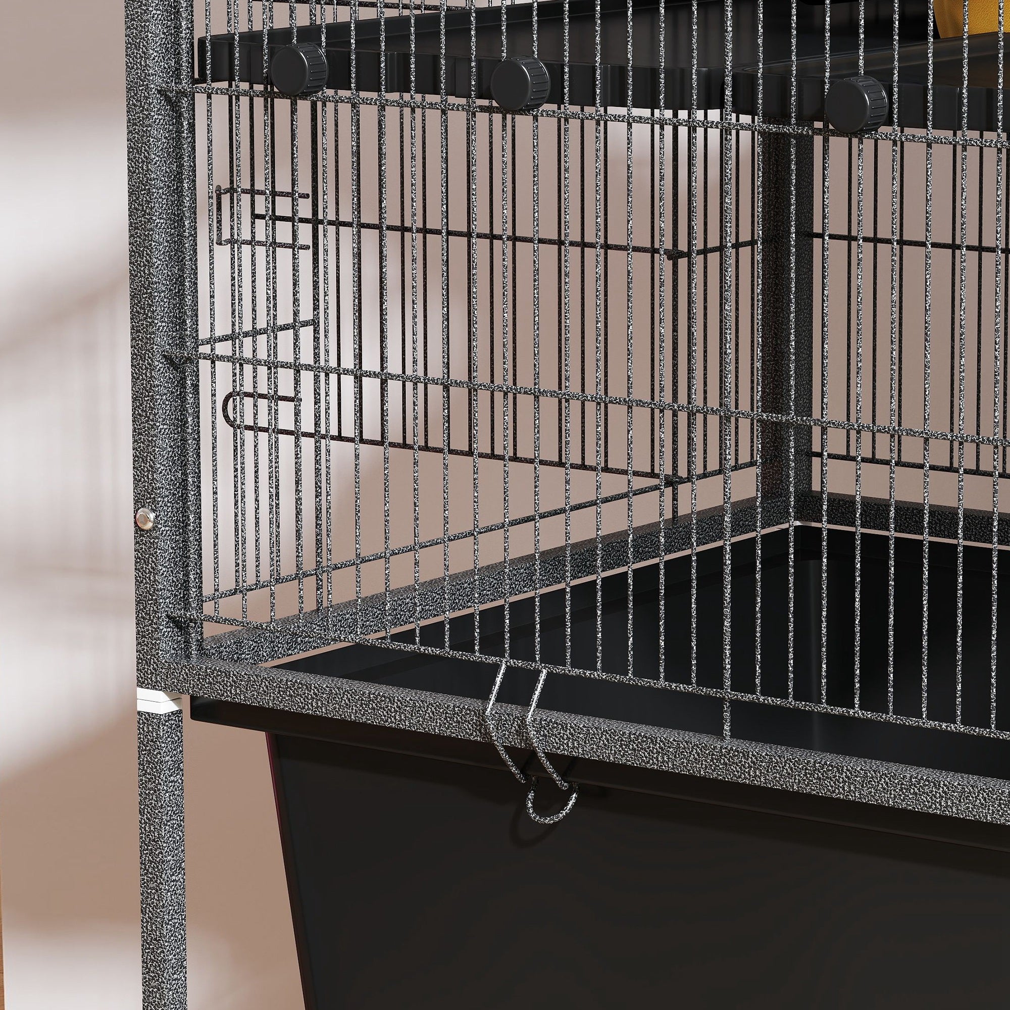 59" 5-Level Small Animal Cage, Rolling Ferret Cage with 6.3" Deep Tray, Non-Slip Cloth Covered Ramps, Hammock, Dark Gray - Dark Gray - Image 8