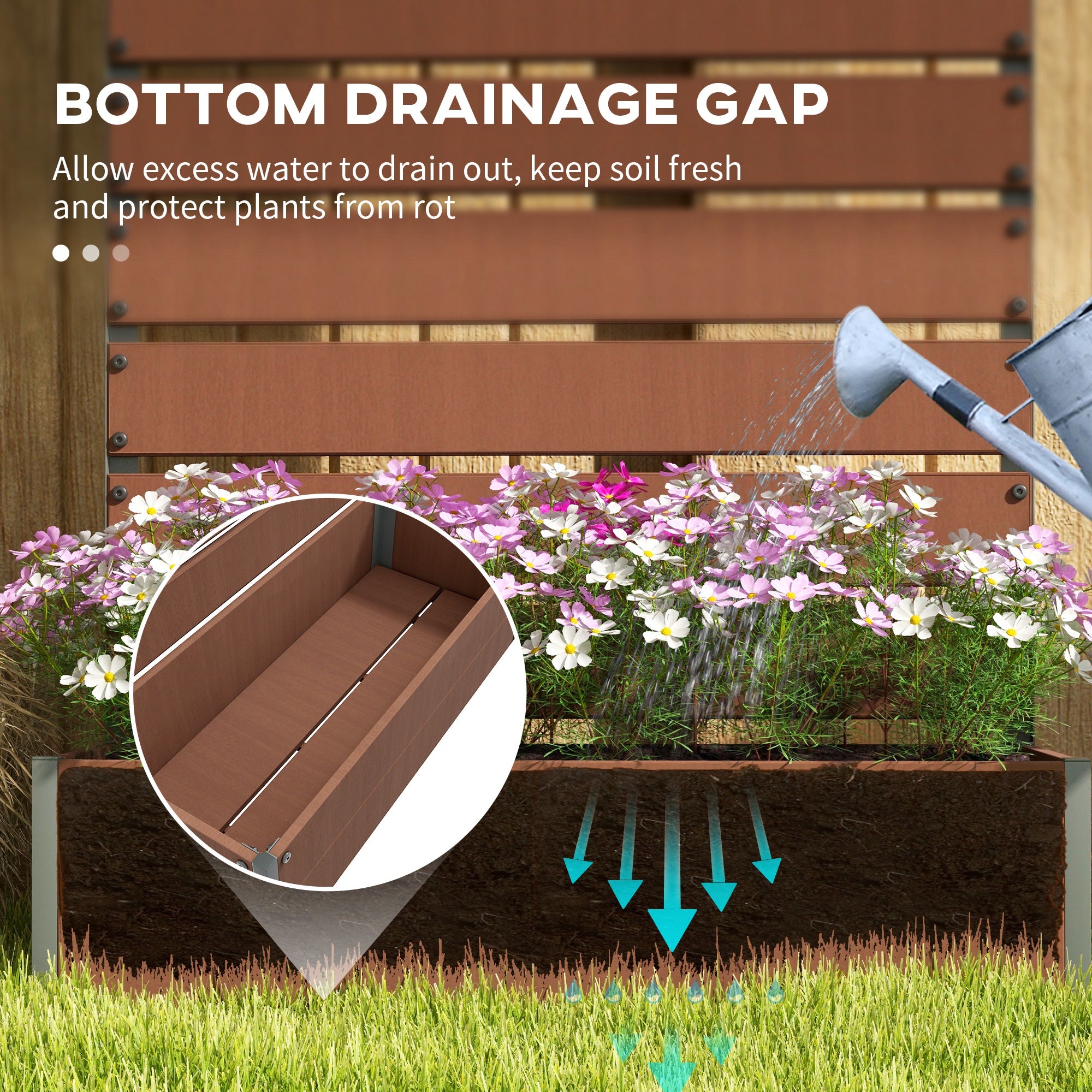 Trellis Planter for Climbing Plants, Raised Garden Bed with Trellis, Planter Box for Outdoor Garden, Light Brown - Light Brown - Image 7