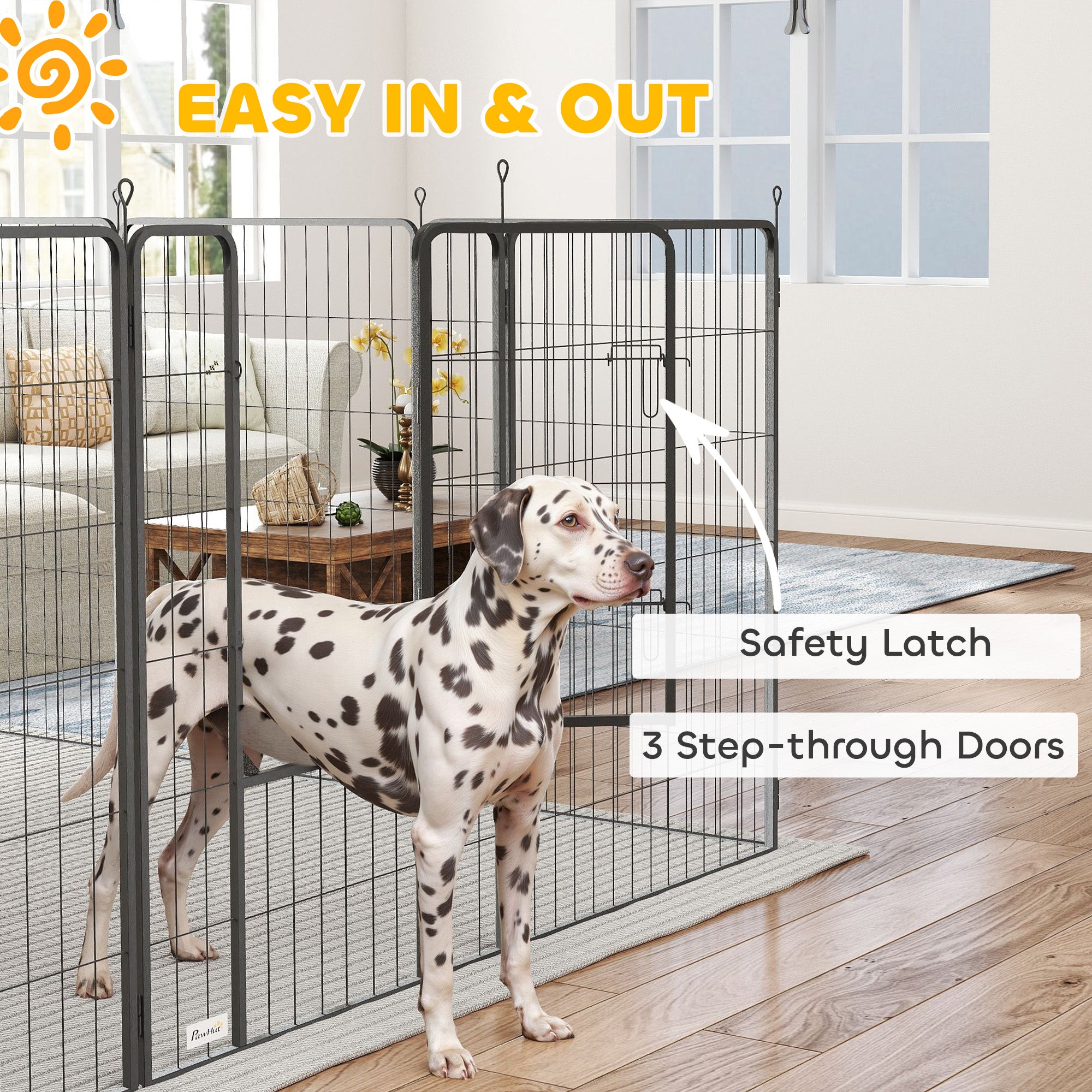 Dog Playpen for Indoor Outdoor, 24 Panels 44.5" H Puppy Playpen with Lockable Door, DIY Shape Pet Exercise Fence, Black - Black - Image 6