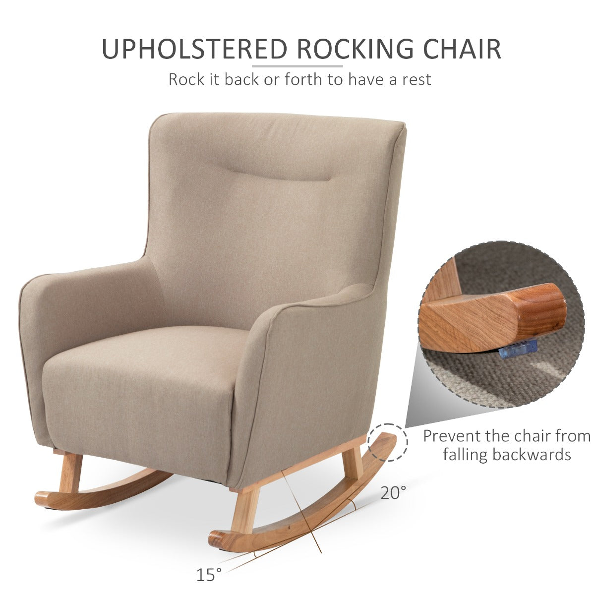 Modern Rocking Chair Sofa Armchair Modern Accent Chair, Greige