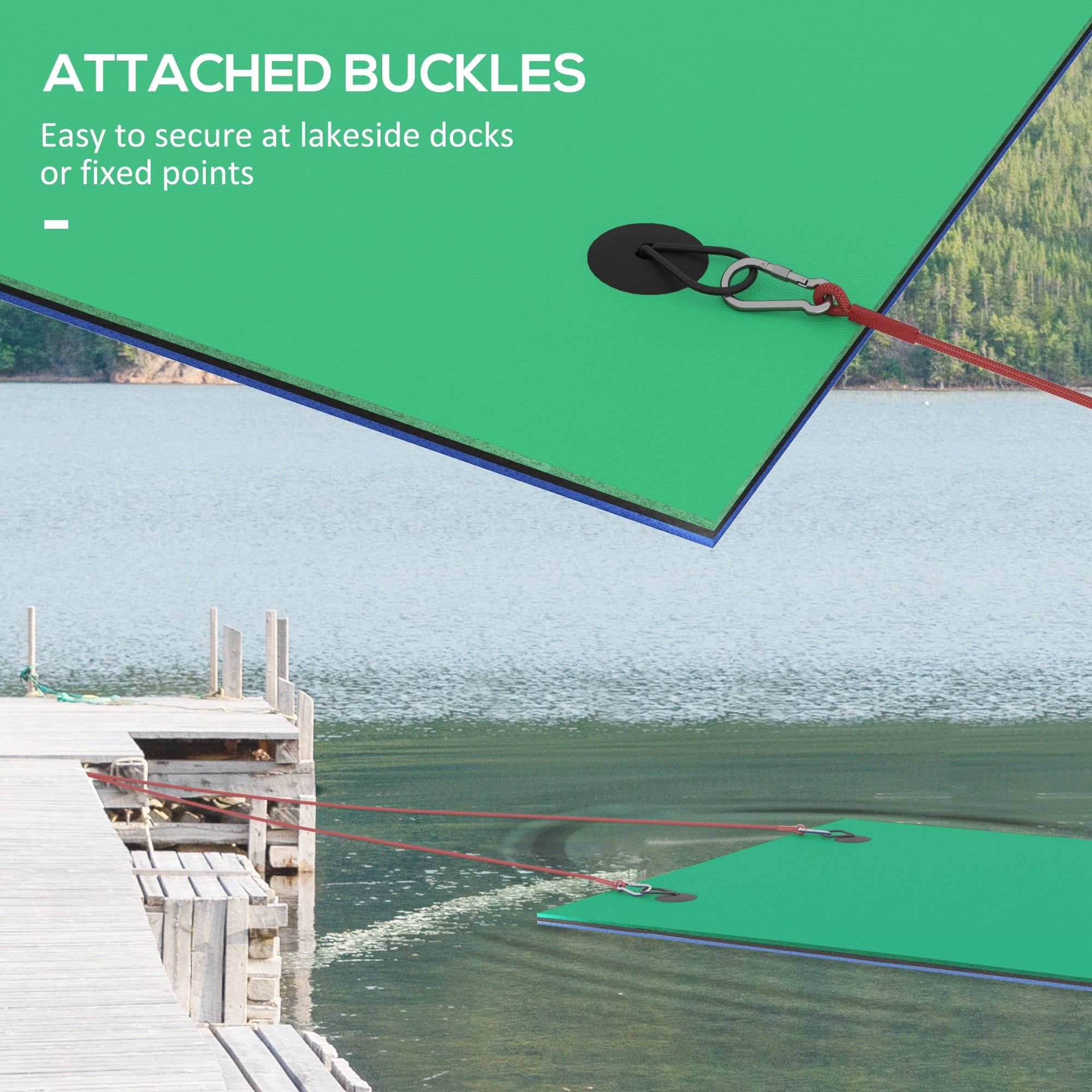 9' x 6' Lily Pad Water Mat for 2 Adults, Floating Water Pad for Lake, Pool, Ocean, Beach, and Boating, Green