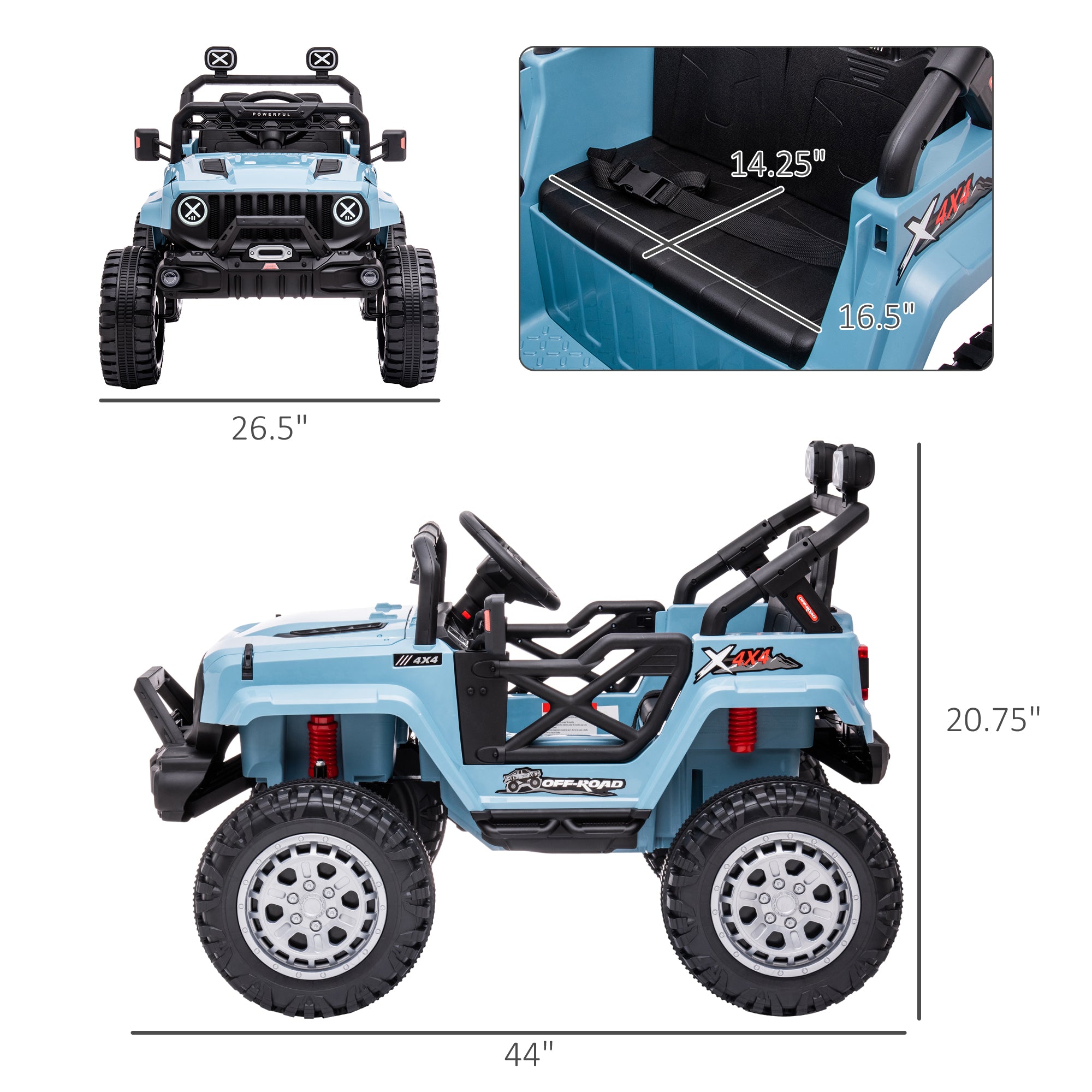 12V Kids Ride on Car with Remote Control, Battery-Operated Ride on Toy with Spring Suspension, Led Lights, Music, Horn, 3 Speeds, USB, MP3, Blue